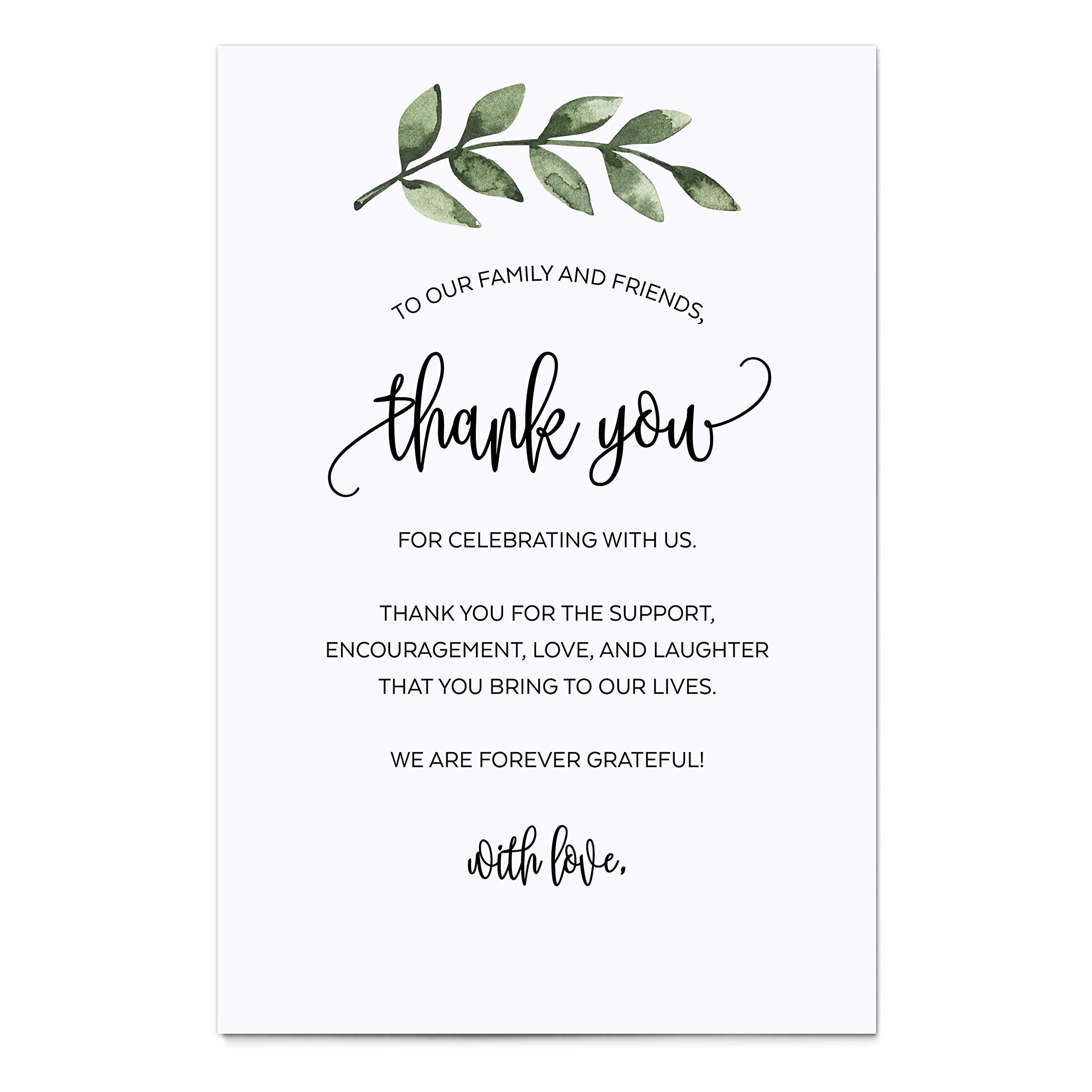 321Done Greenery Thank You Place Setting Cards, 4X6 White, Made In Usa - Watercolor Green Leaves, Table Placecards For Wedding,