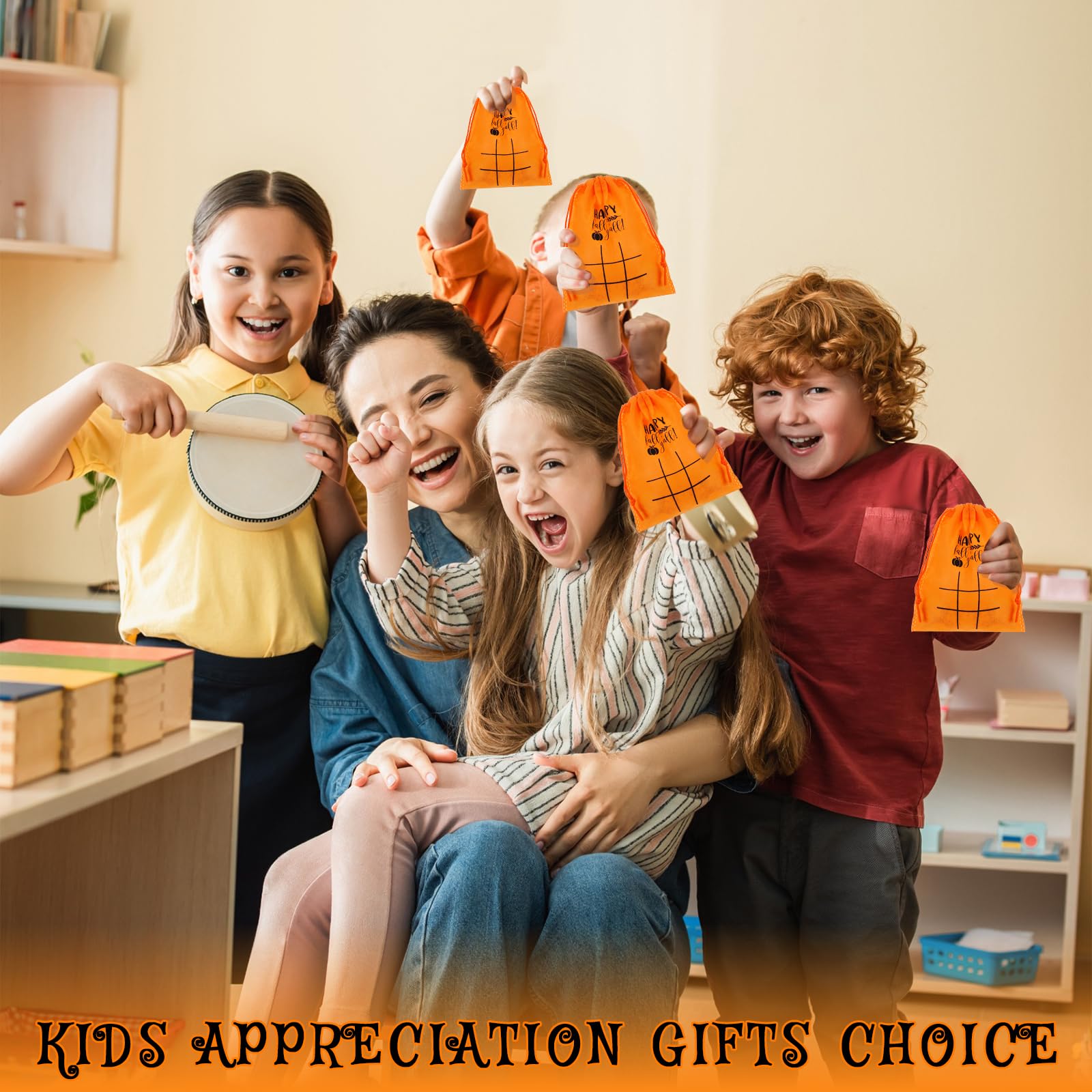 Poen 36 Set Thanksgiving Tic Tac Toe Game Fall Pumpkin Party Favors Include Wooden Maple Turkey Game Drawstring Bag Classroom Ac