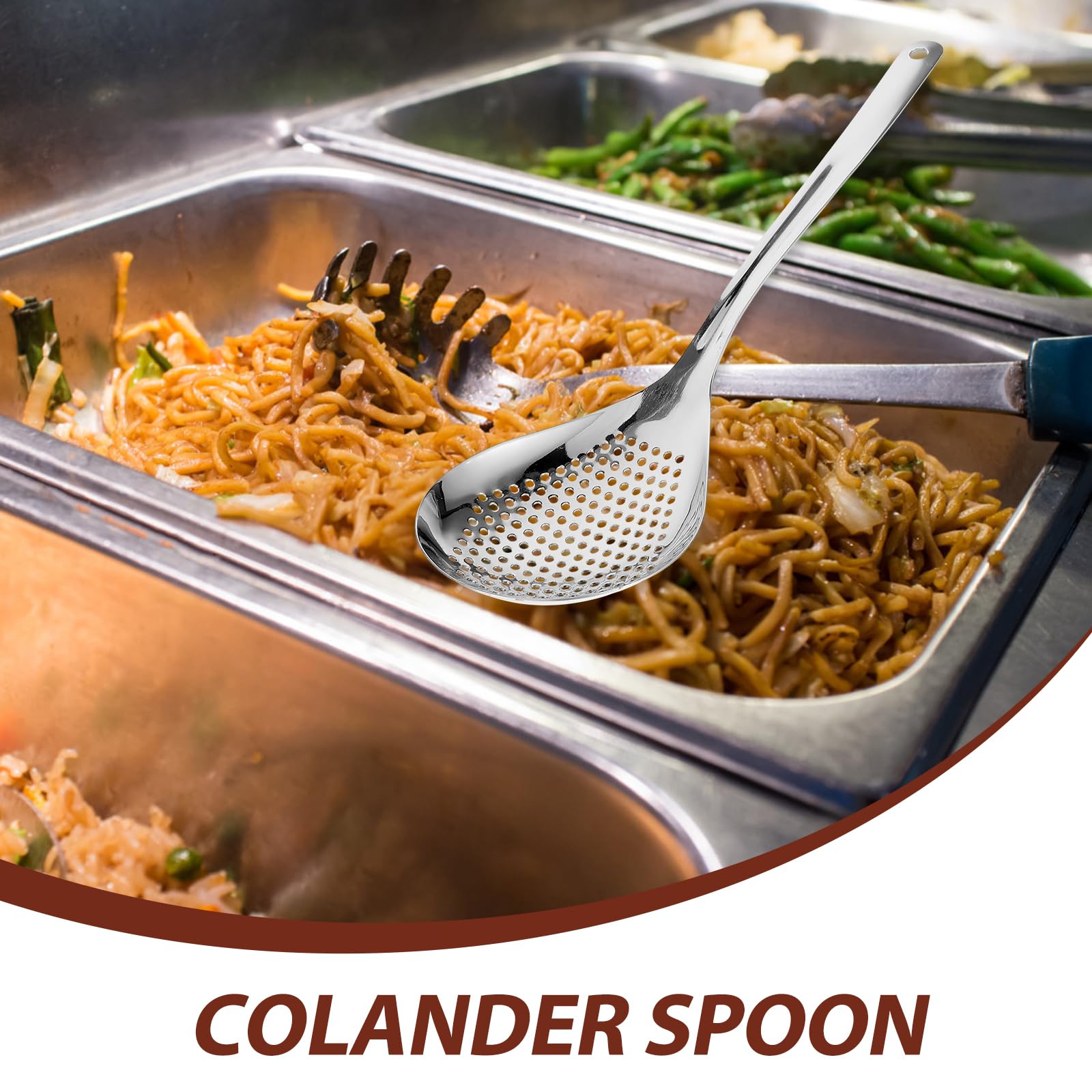 Slotted Spoons For Cooking - Stainless Steel Skimmer Spoon With Handle And Hanging Holes - Fine Mesh Strainer Spoon Spider Strai