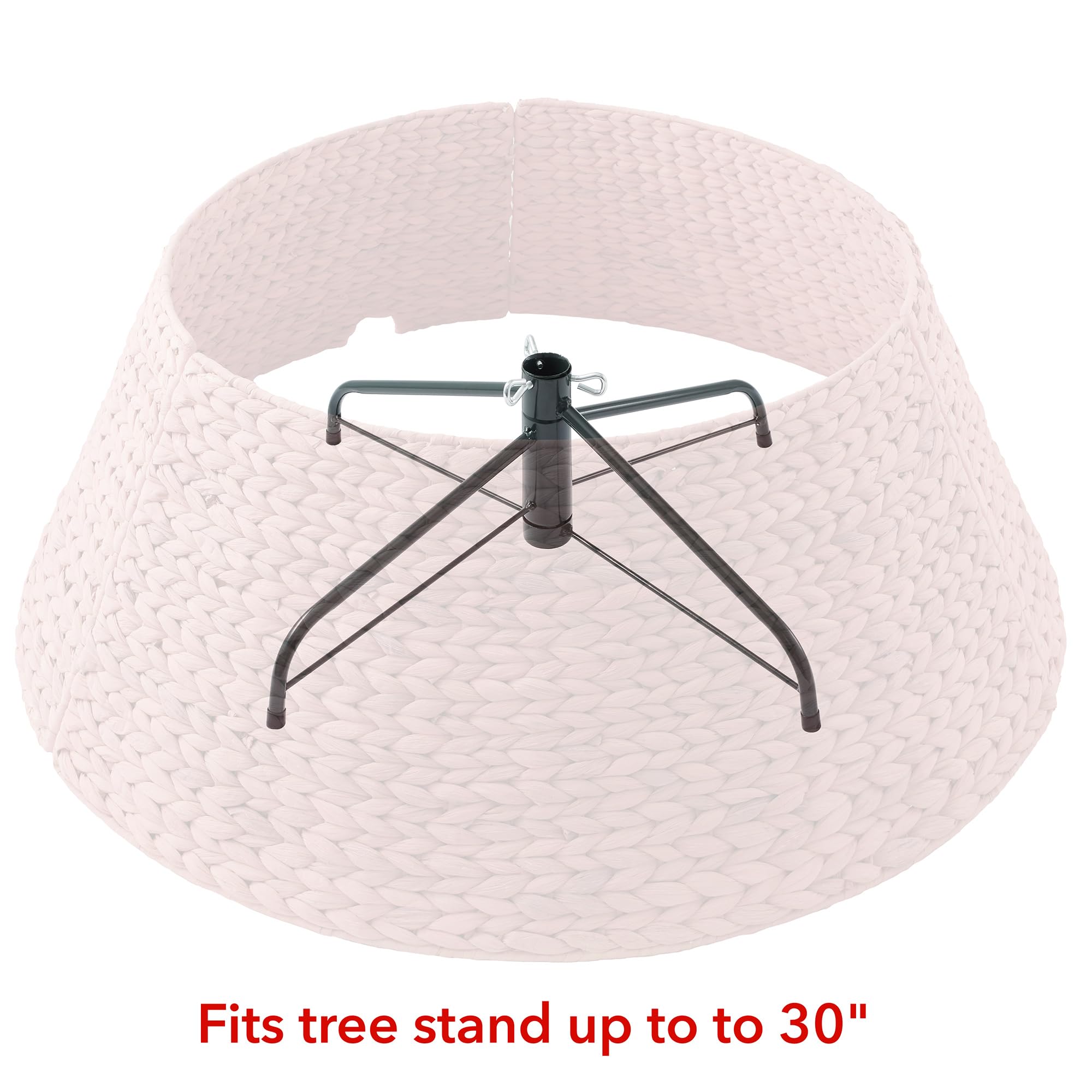 Casafield 32-Inch Christmas Tree Collar, Woven Water Hyacinth Tree Base Cover with Cord Cut Out, Pink