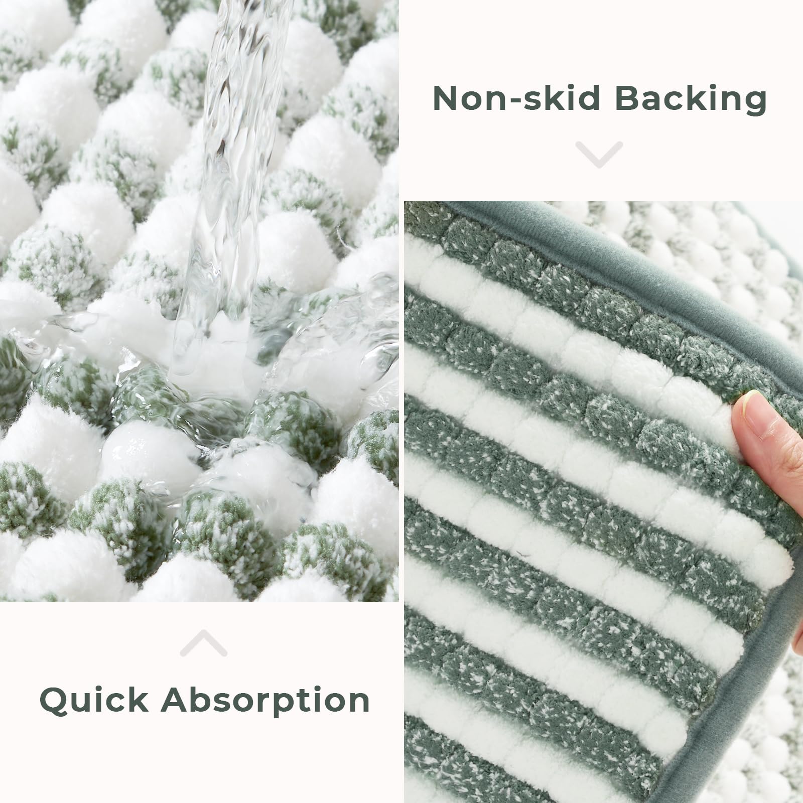Freshmint Chunky Ombre Chenille Bathroom Rug 17''X24'', Small Water Absorbent Soft Bath Rugs For Bathroom Floor, Thick Non Slip