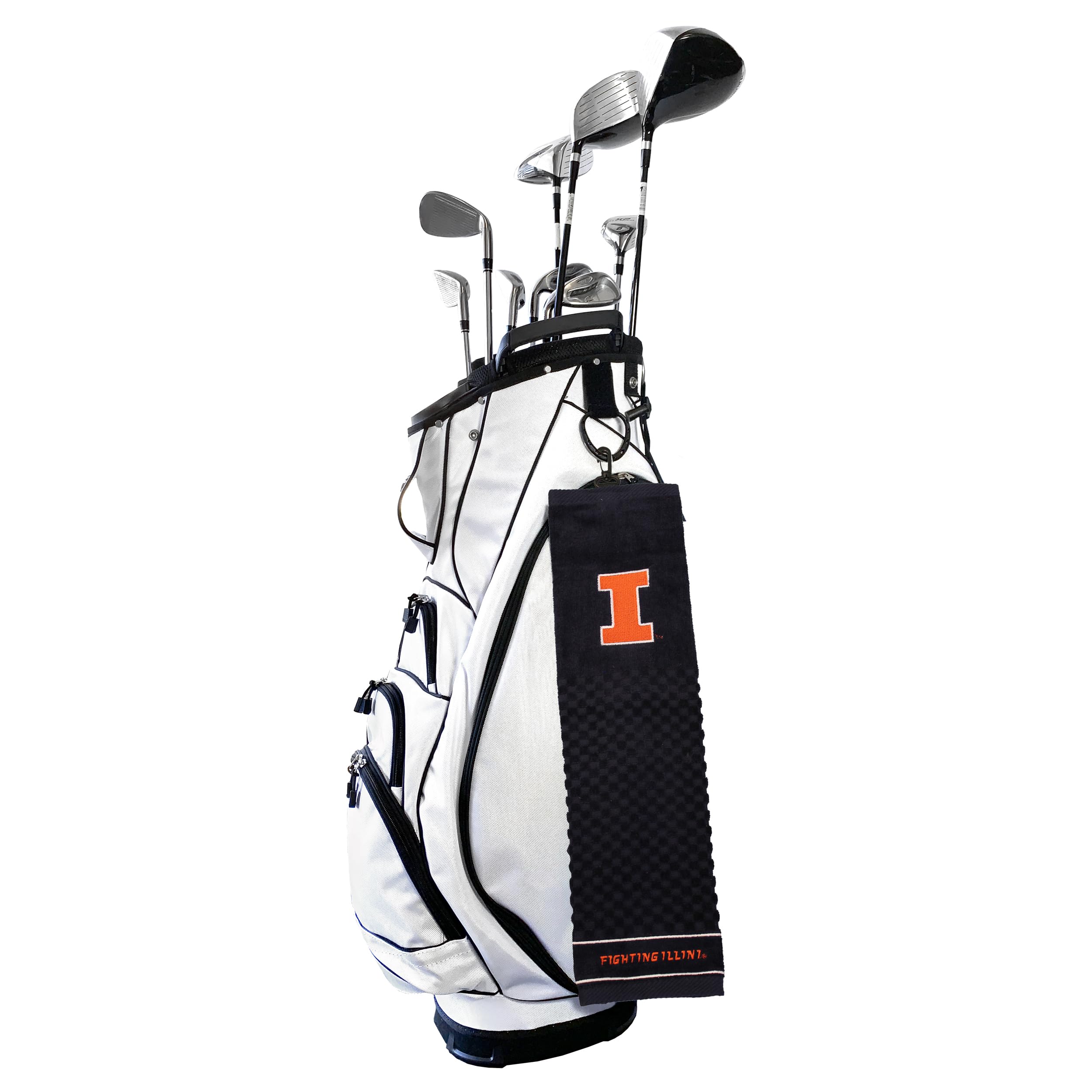 Team Golf Illinois Fighting Illini Golf Towel, 100% Cotton, Checkered Scrubber Design, Embroidered Logo