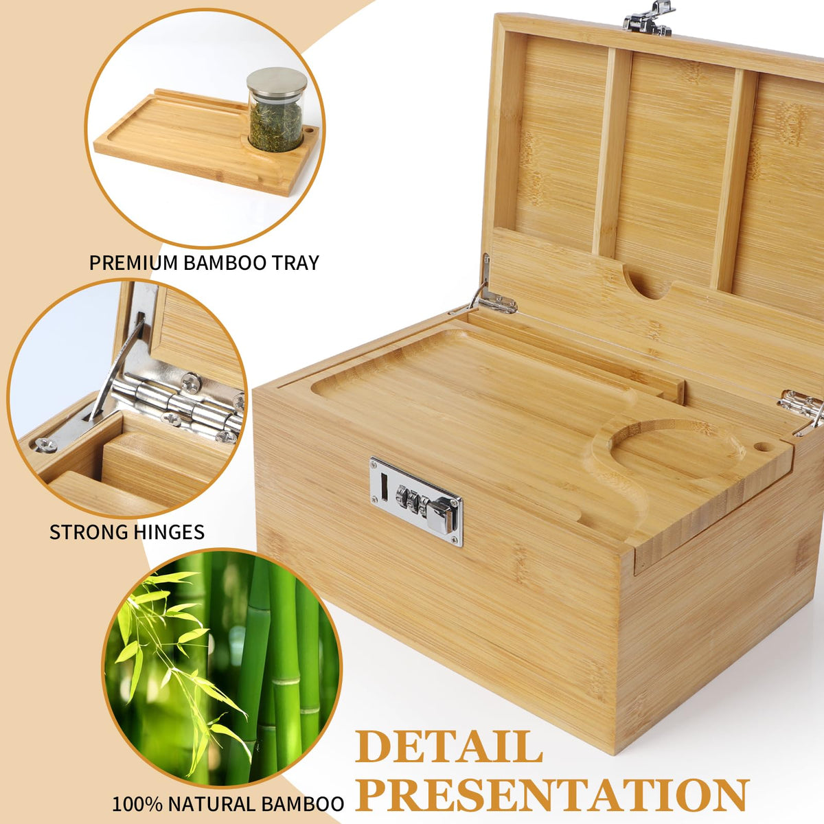 Setiment Box TISEMENT Large Bamboo Box with Combination Lock, Decorative Storage Bo ...