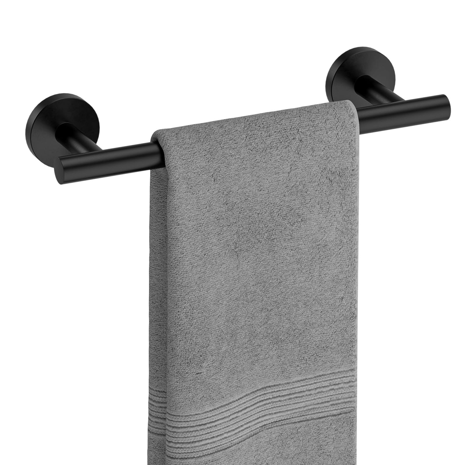 USHOWER Matte Black Towel Bar  9-Inch Towel Racks for Bathroom Wall-Mounted  SUS304 Stainless Steel Towel Rod Modern Home Decor (Total Length 12-Inch)