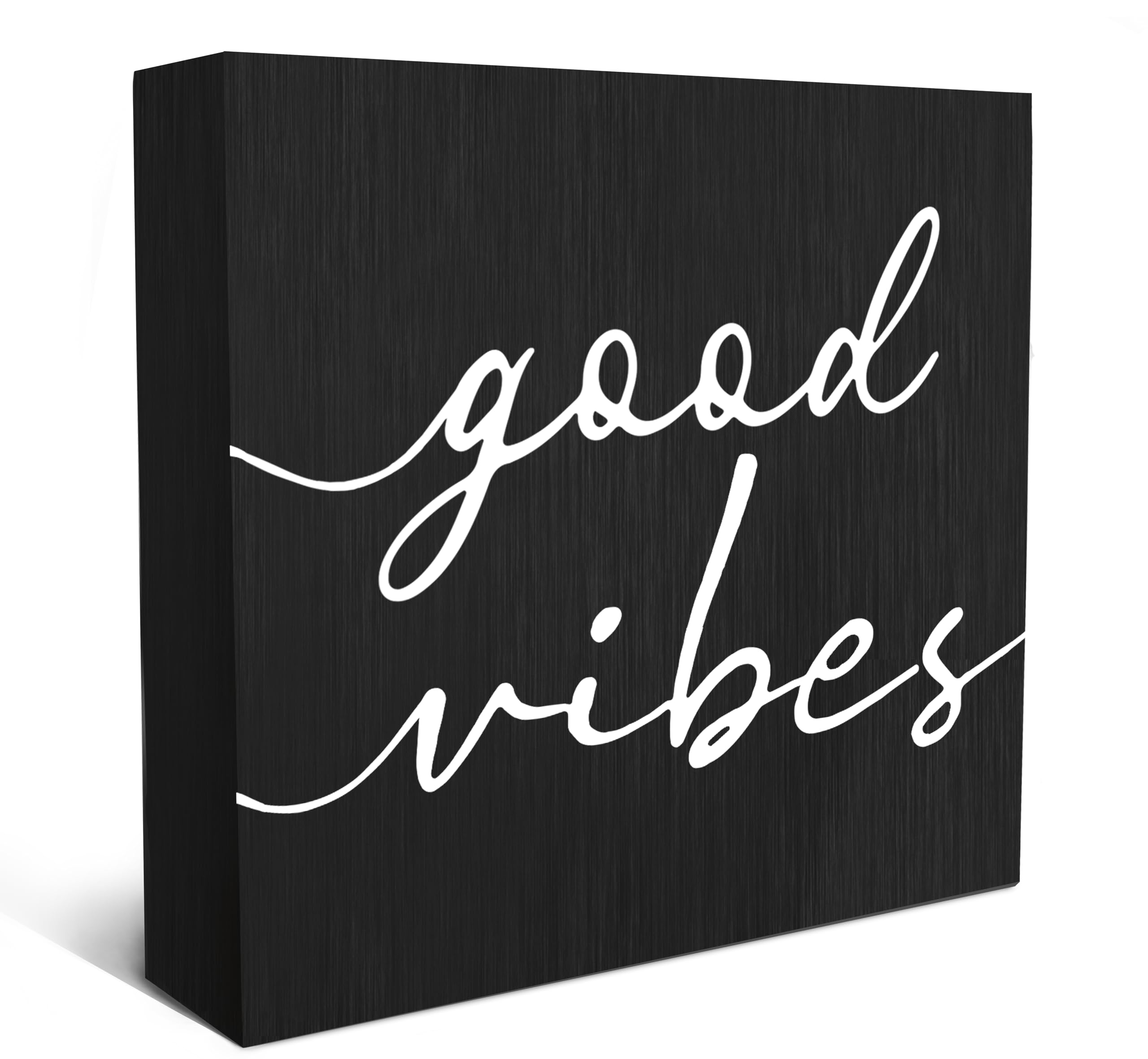 SRADMO Black and White Wood Box Sign Desk Decor 6x6, Inspirational Desk Decor Wooden Block Box Sign For Home Office Shelf Table 