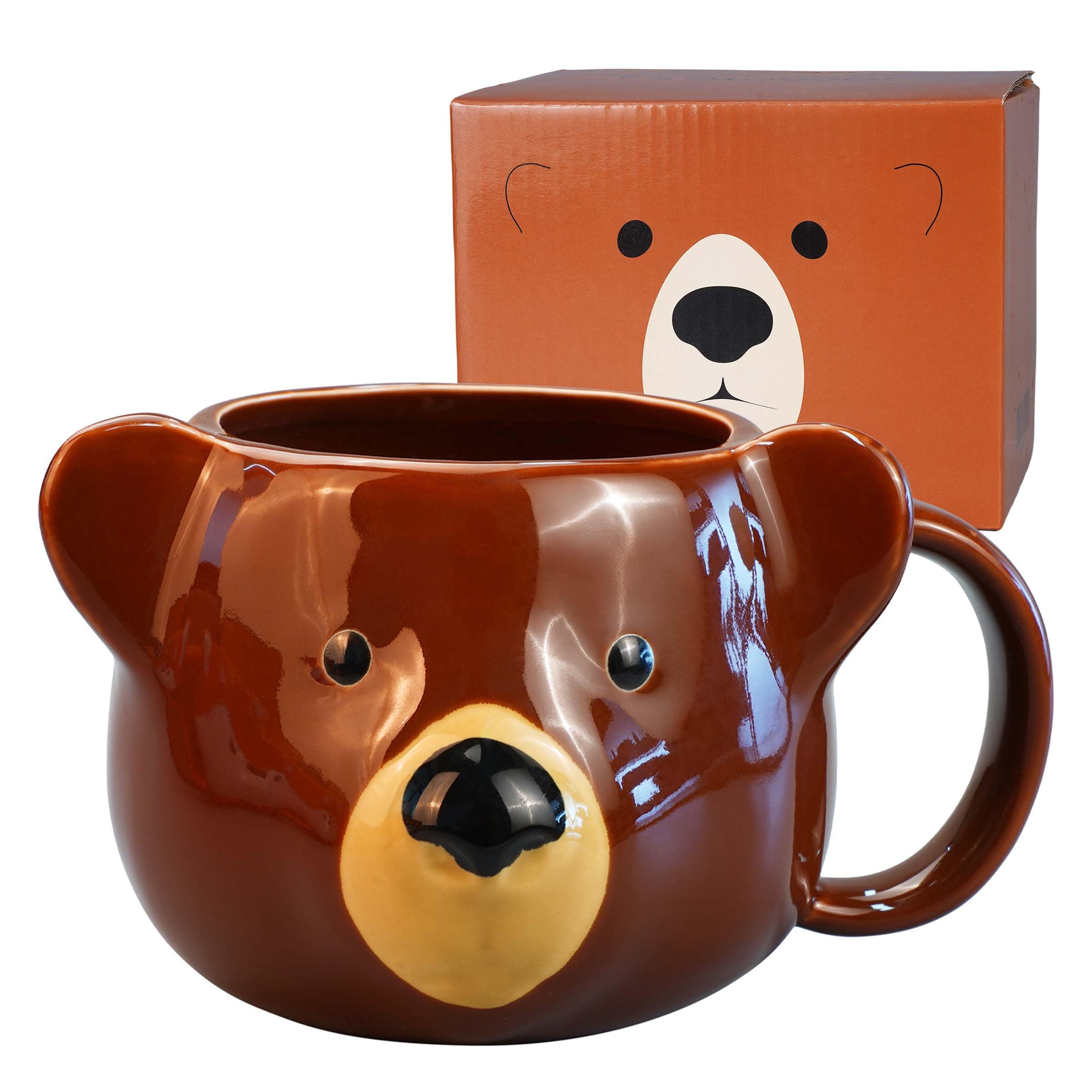 ToCooTo Bear Mug 14 oz Ceramic Coffee Mug 3D Porcelain Tea Mug for Women Kawaii Cup Bear Gifts for Women Christmas Gifts Housewa