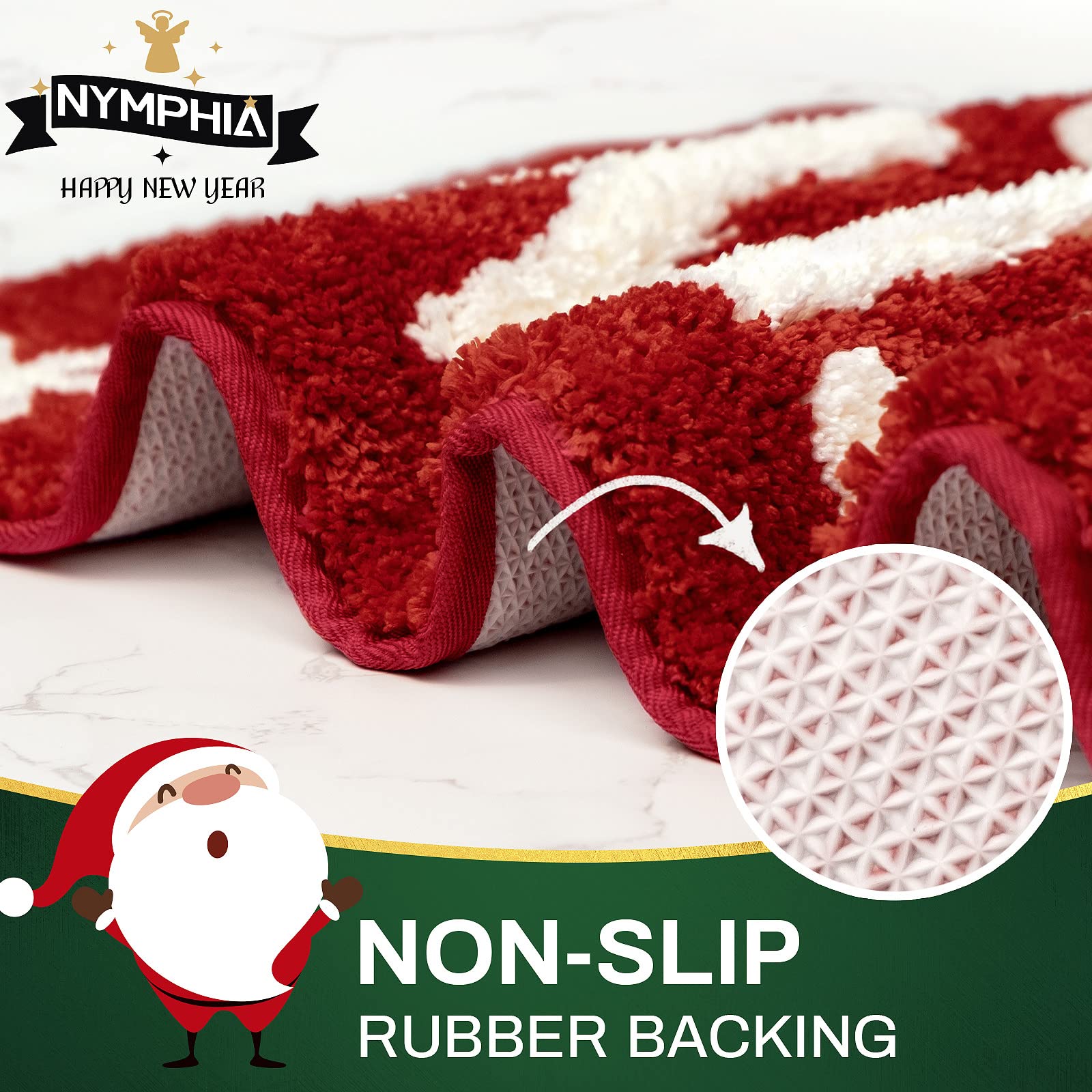 Nymphia Christmas Bath Mat, Christmas Bathroom Decor, Red Bathroom Rugs, Extra Soft And Absorbent Microfiber Cute Holiday Decora