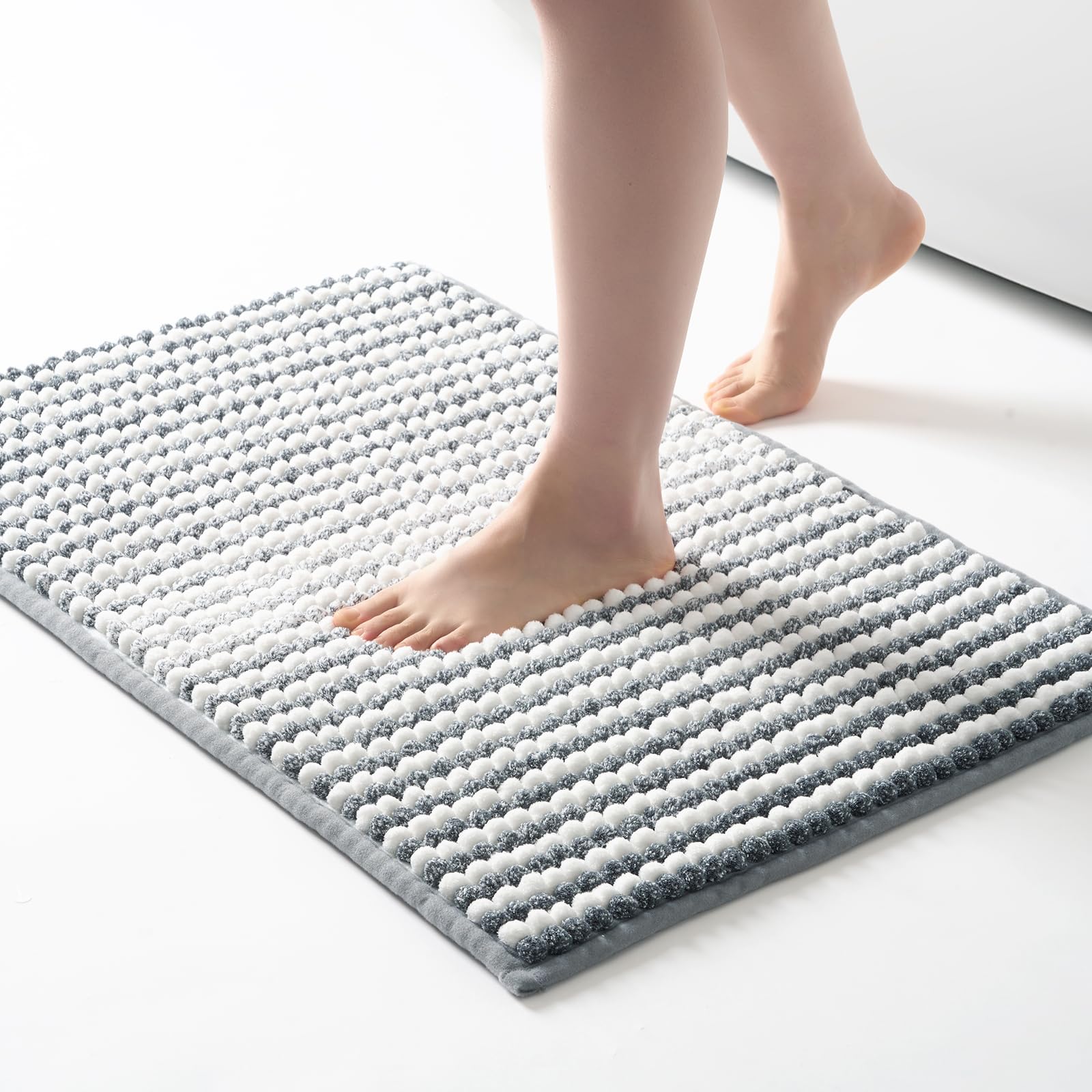 Freshmint Chunky Ombre Chenille Bathroom Rug 20''X32'', Water Absorbent Soft Bath Rugs For Bathroom Floor, Thick Non Slip Cute B