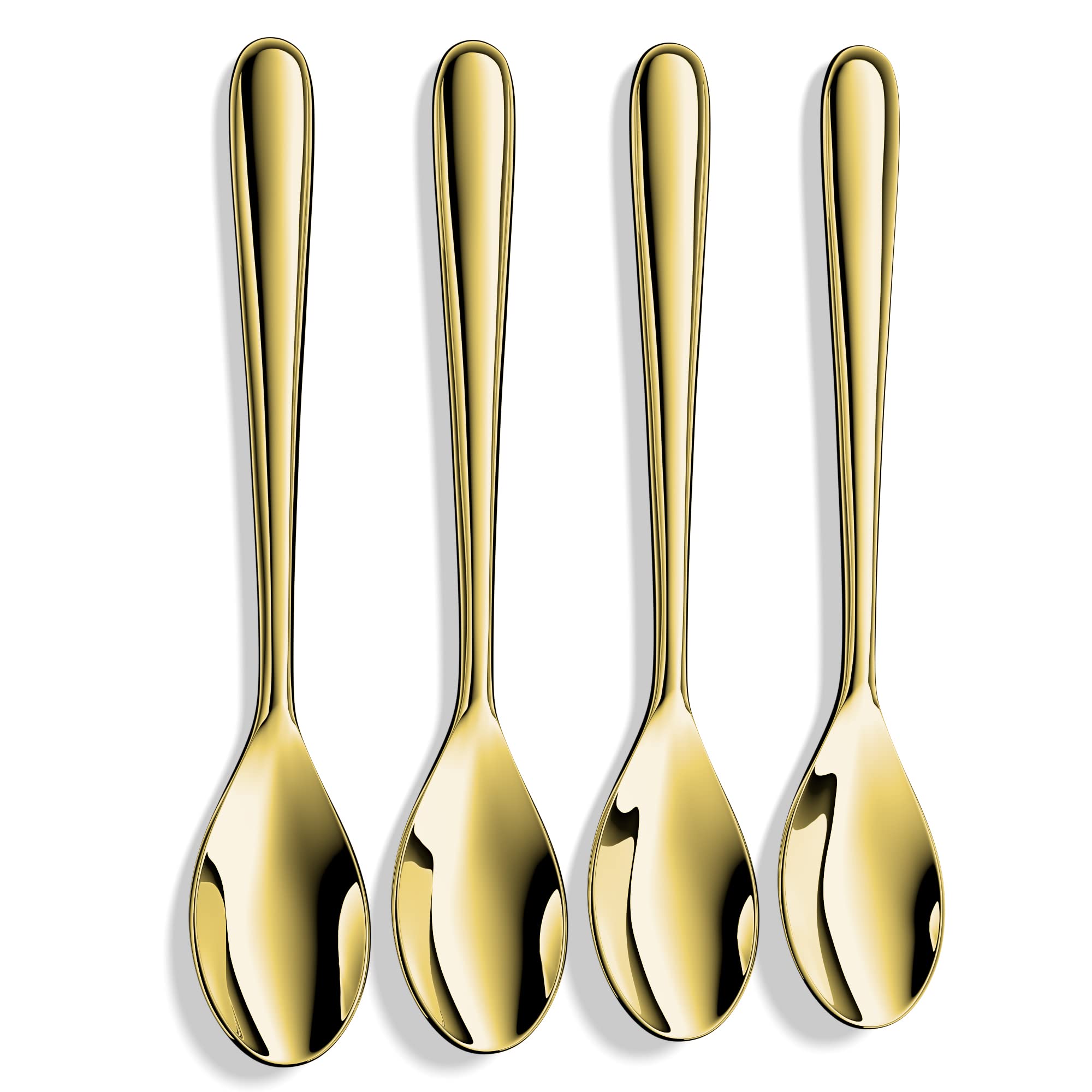 Demitasse Espresso Spoons,Forged 18/10 Stainless Steel Mini Teaspoons Coffee Spoons,Gold Plated,4.7 Inch,Set of 4,Heavy Duty and