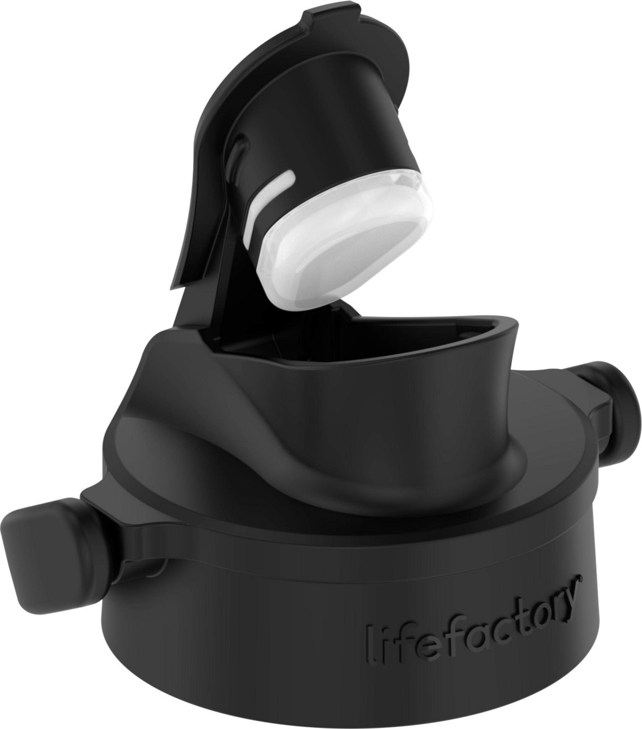 Lifefactory Active Flip Cap Accessory For 12-Ounce, 16-Ounce, And 22-Ounce Glass Bottles, Onyx Black, 1 Ea