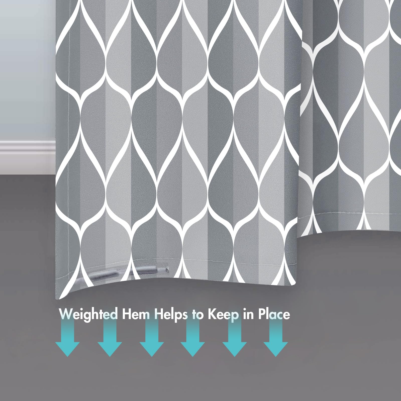 Gelbchu Grey Blue 72 X 72 Inch Cloth Shower Curtain, Waterproof Design And Polyester, Quick-Drying, Heavy Duty Shower Curtains S