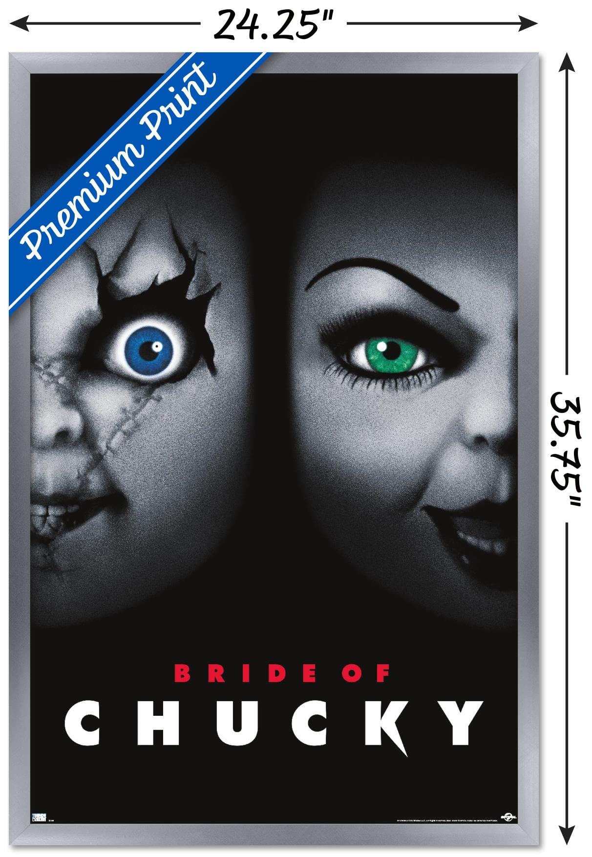 Trends International Child'S Play: Bride Of Chucky - One Sheet Wall Poster, 22.375'' X 34'', Silver Framed Version