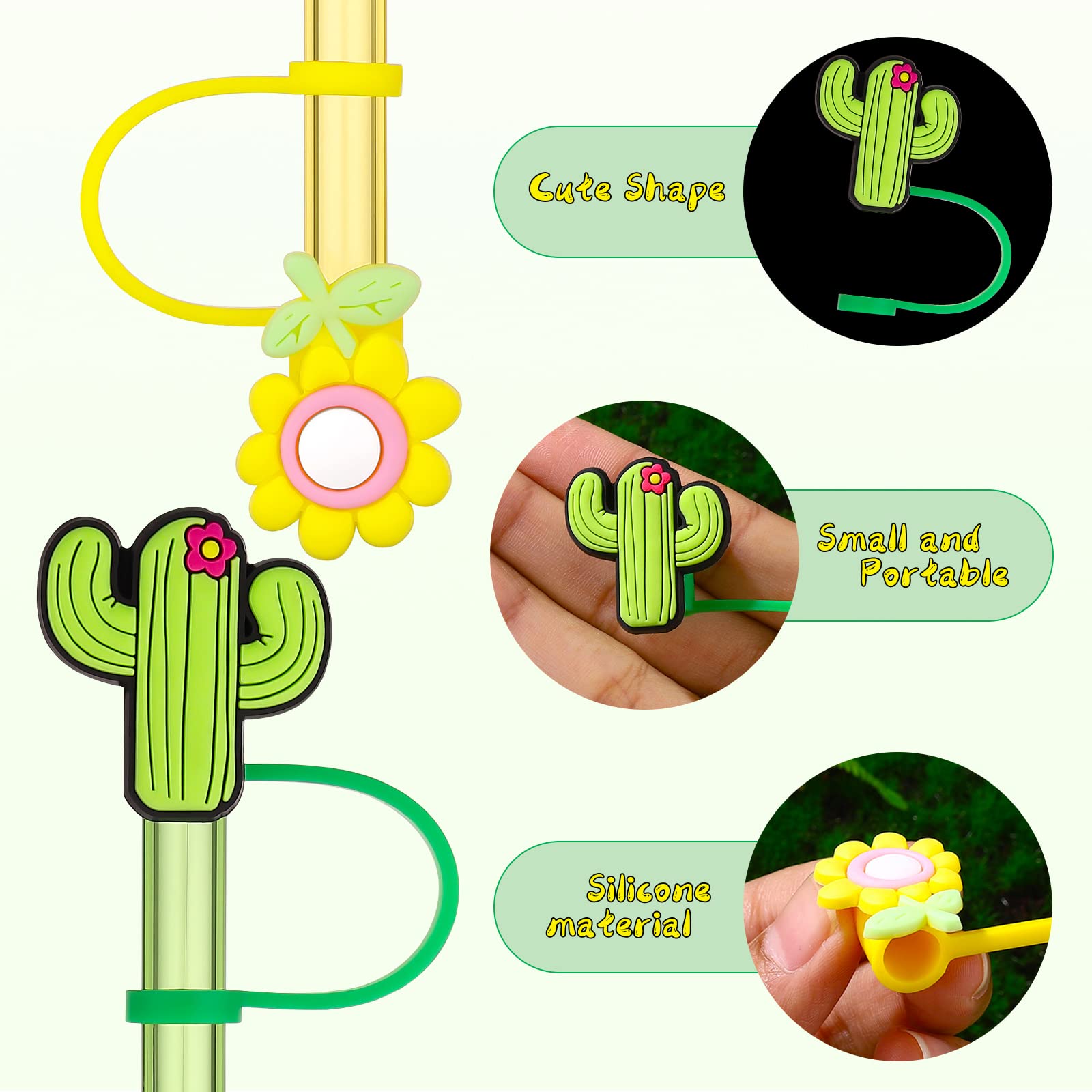 Flowers Straw Tips Cover For Stanl-Ey Cup, Reusable Straw Toppers For Tumblers, Dust-Proof Straw Plugs For Stanl-Ey Tumblers, Po