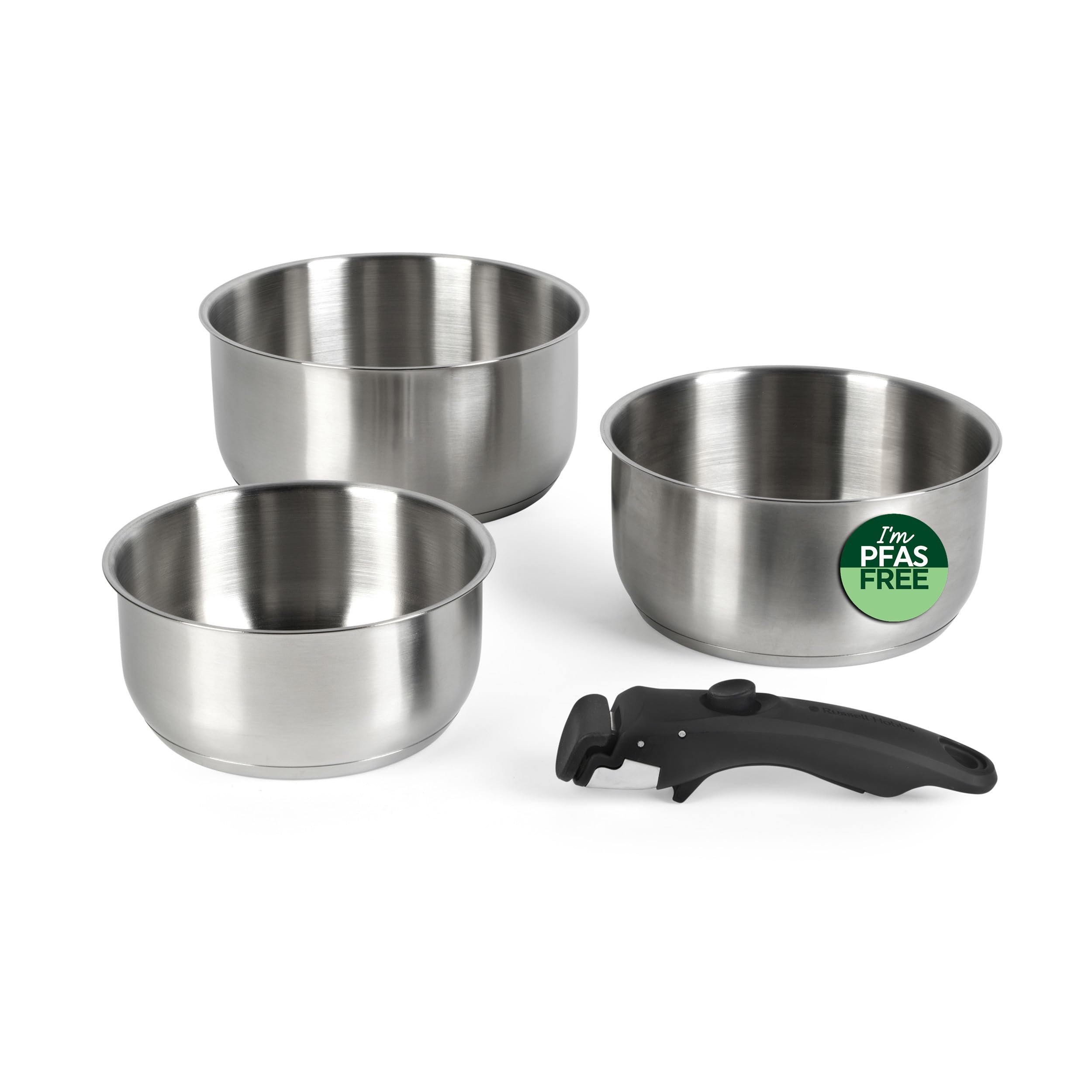 Russell Hobbs Smart Clip 4Piece Stainless Steel Saucepan Set, 18/20 cm
