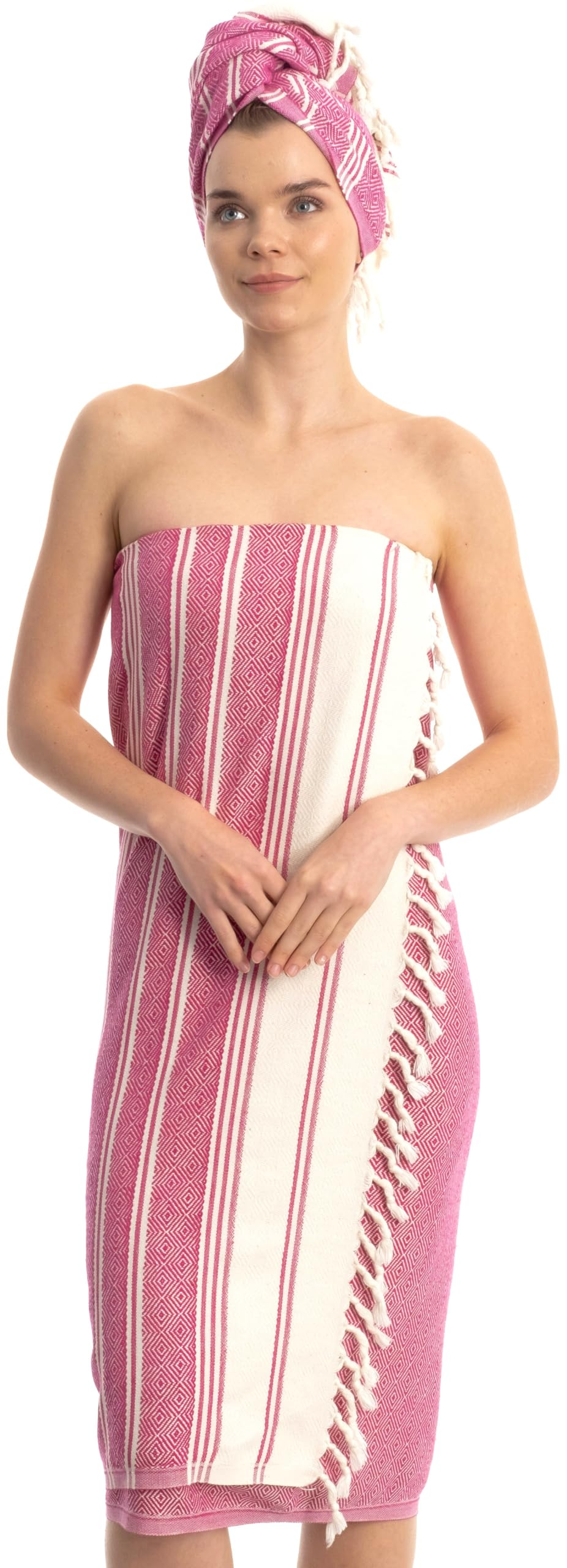 Demmex Certified Organic Turkish Cotton Beach And Bath Towel, Peshtemal Towel Blanket, Prewashed, Diamond Weave, 71X36 Inches (F