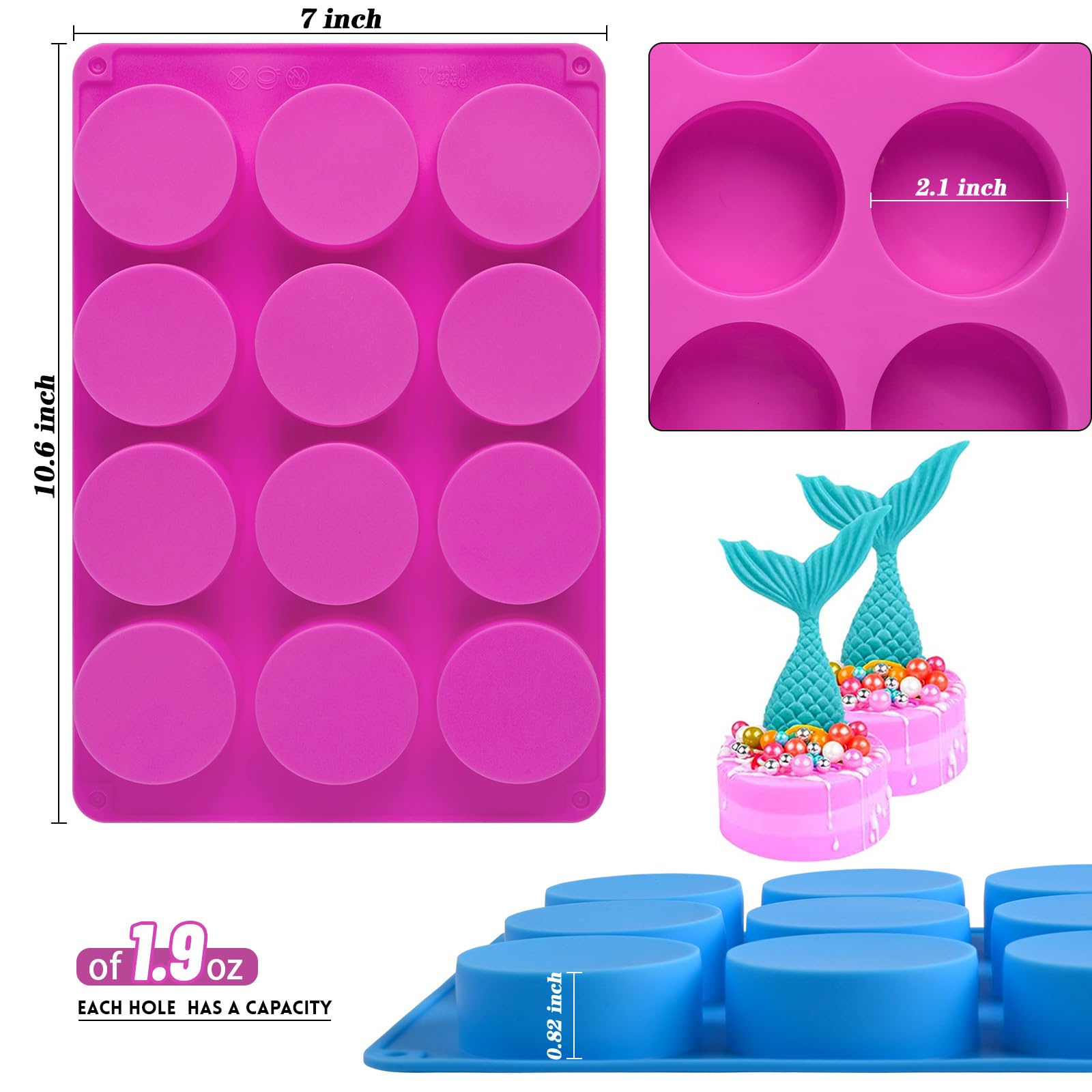Sakolla 2 Pcs Round Chocolate Cookie Molds, Cylinder Silicone Mold, Perfect For Chocolate Covered Oreos, Cake, Candy, Pudding, M