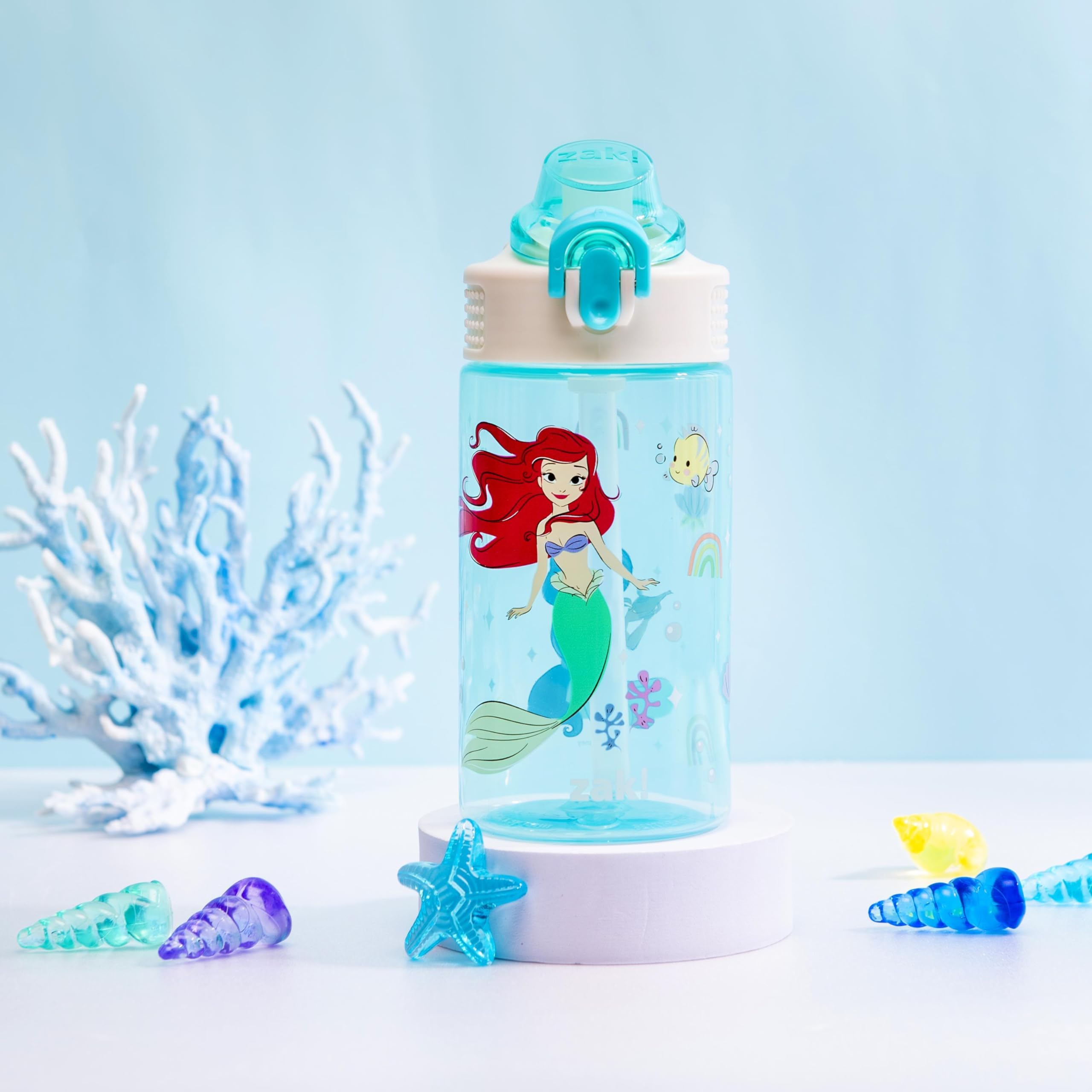 Zak Designs Sage Disney Princess Kids Water Bottle For School Or Travel, 16Oz Durable Plastic Water Bottle With Straw, Handle, A