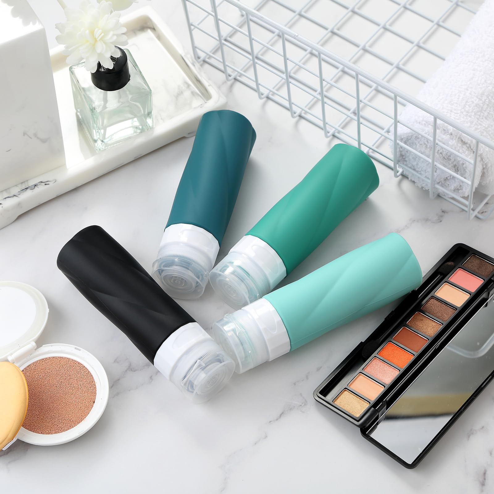 Gemice Travel Bottles For Toiletries, 3Oz Tsa Approved Travel Size Containers Bpa Free Leak Proof Squeezable Silicone Travel Siz