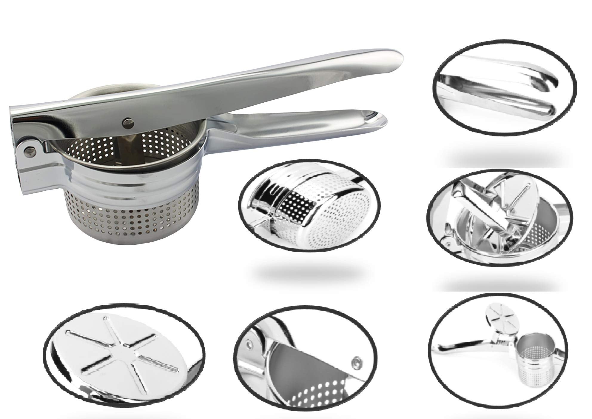 Potato Masher Stainless Steel Masher Fruit Vegetable Press Juicer Crusher Squeezer Food Press With Ergonomic Comfort Grip