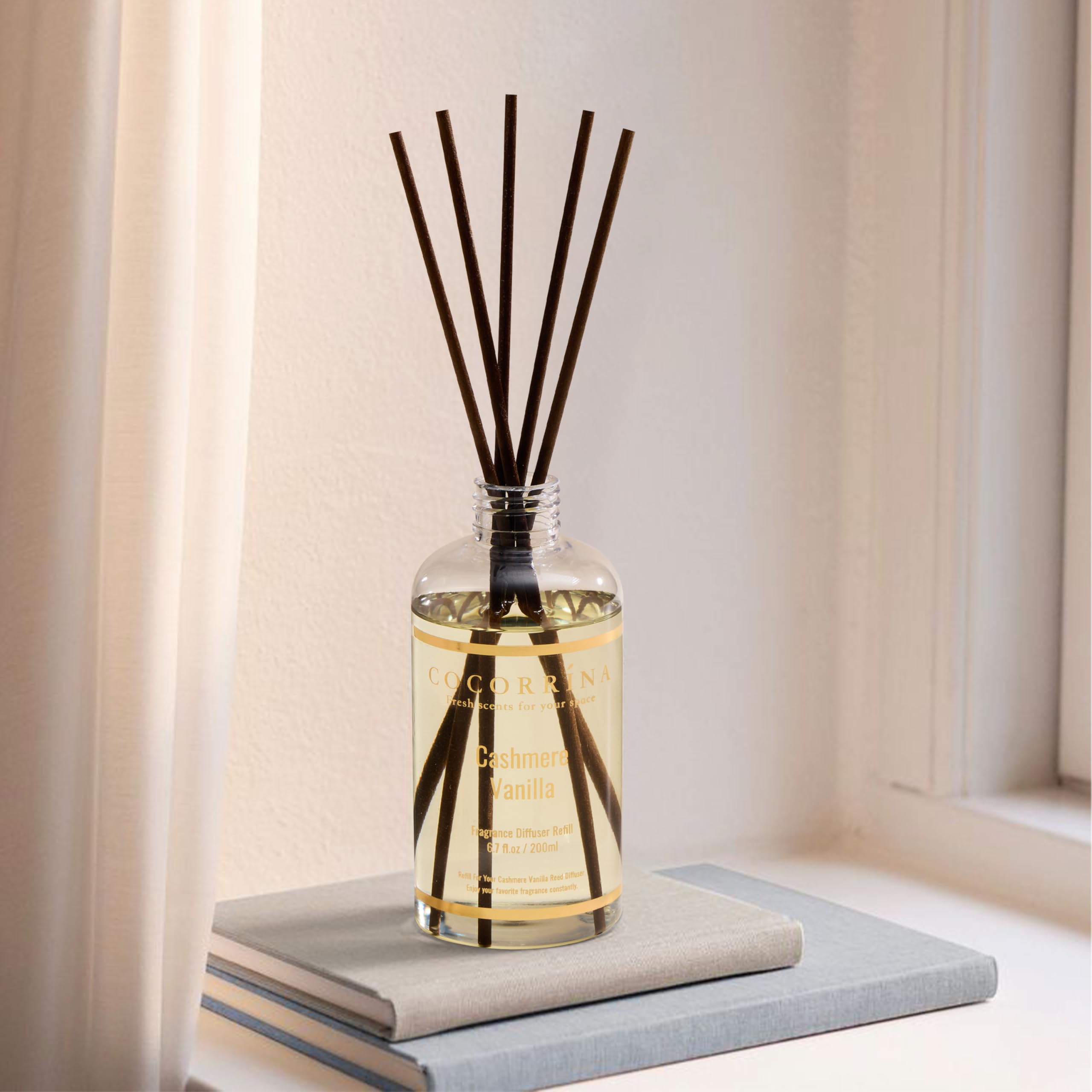 COCORR  NA Reed Diffuser Refill - Cashmere Vanilla 6.7 Fl.oz Reed Diffuser Refill with 8 Sticks