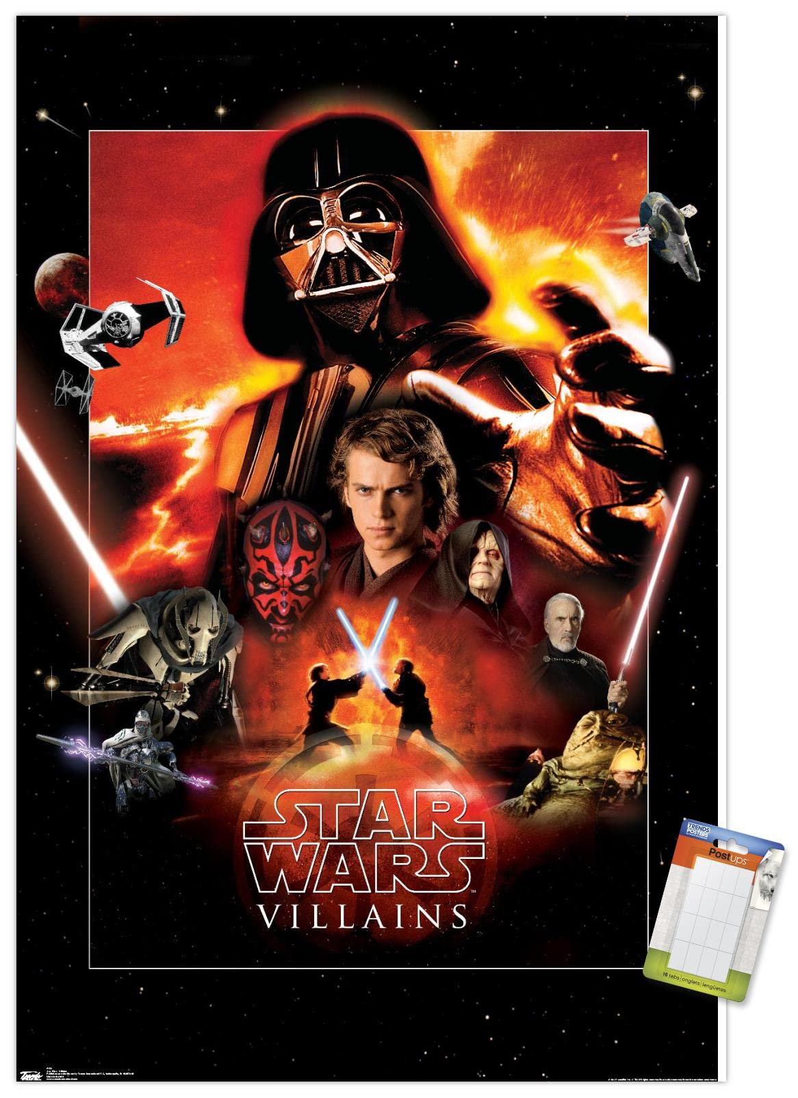 Trends International Star Wars: Saga - Villains Wall Poster, 14.725'' X 22.375'', Premium Poster & Mount Bundle