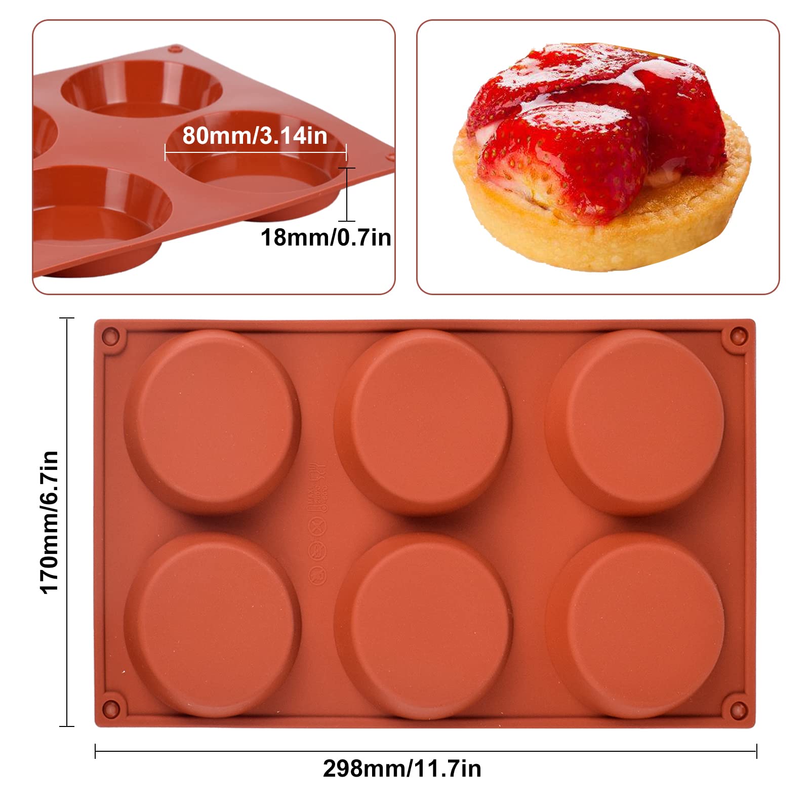 Goensjt 3 Pack Silicone Egg Molds Muffin Top Pans For Baking/Non-Stick 3 Inch 6-Cavity Round Muffin Egg Molds For Whoopie Pie Pa