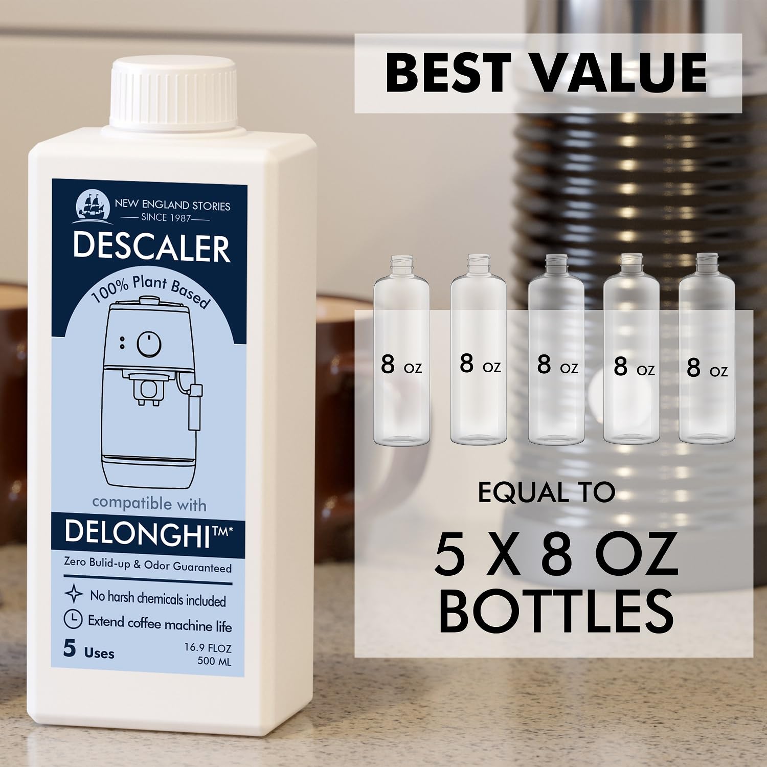 10 Uses Delonghi Compatible Descaling Solution, Specially Designed To Clean Delonghi Coffee Machines And Maker - 33.8Oz Espresso