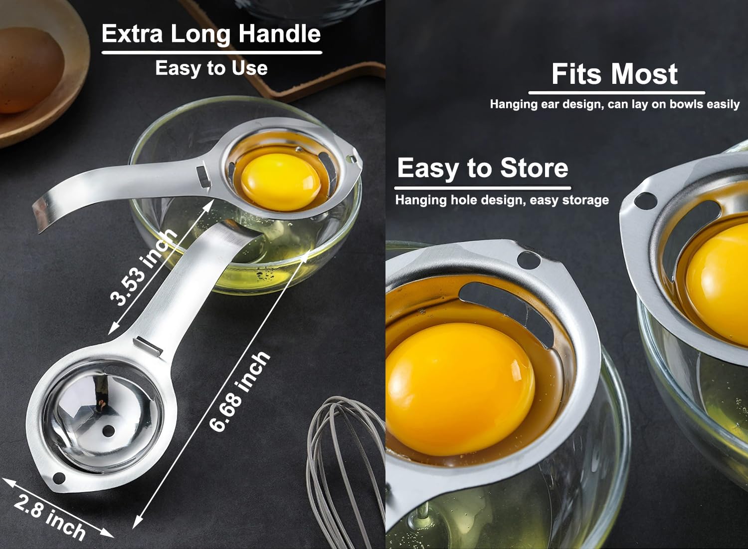 Egg Separator Egg Yolk White Filter Food Grade Egg Divider Stainless Steel Egg Sieve Kitchen Gadget Cooking/Baker Tool Egg Extra