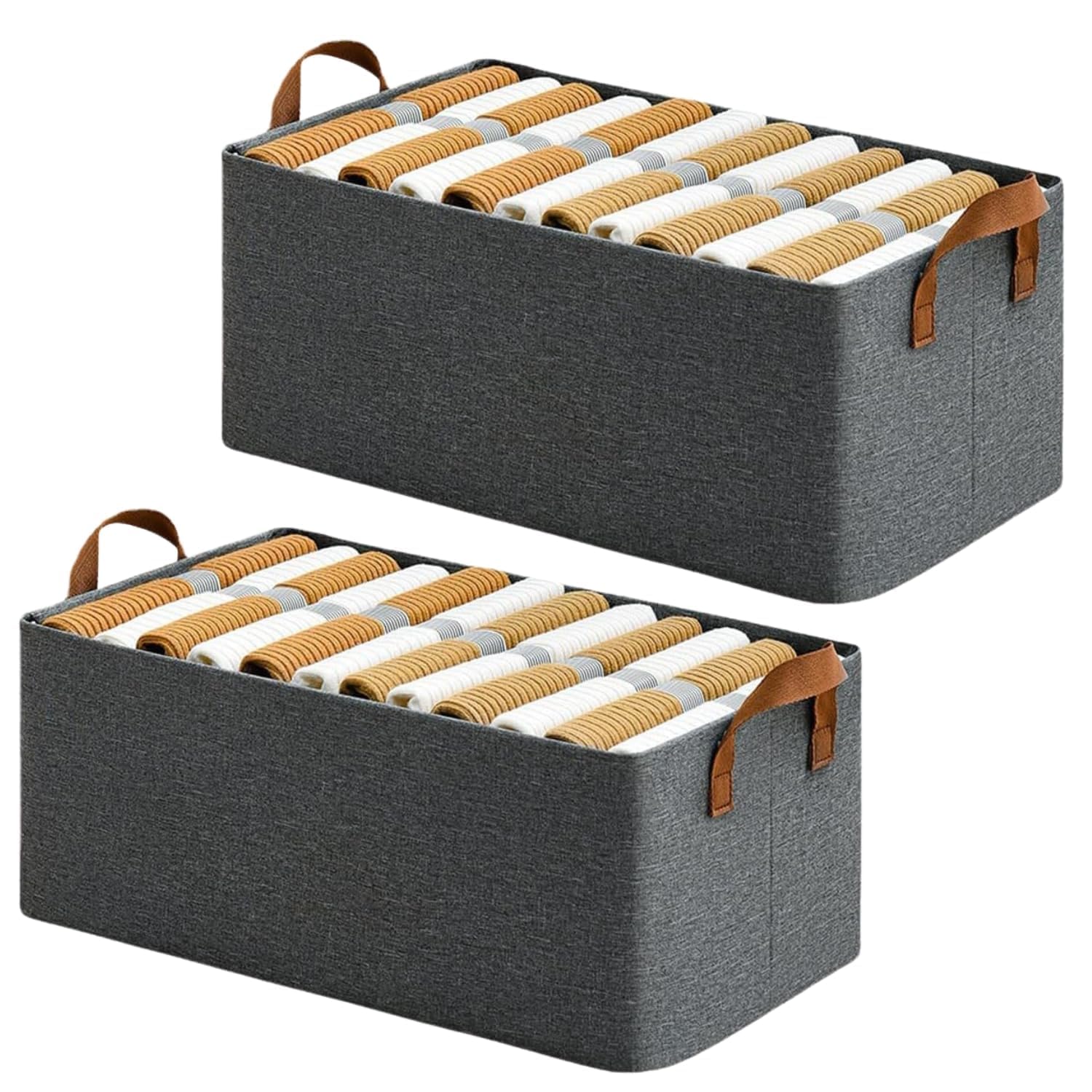 Fexonxa Wardrobe Organizer For Clothes With Durable Metal Frame | Rectangle Storage Baskets With Handles | Fabric Shelf Basket F