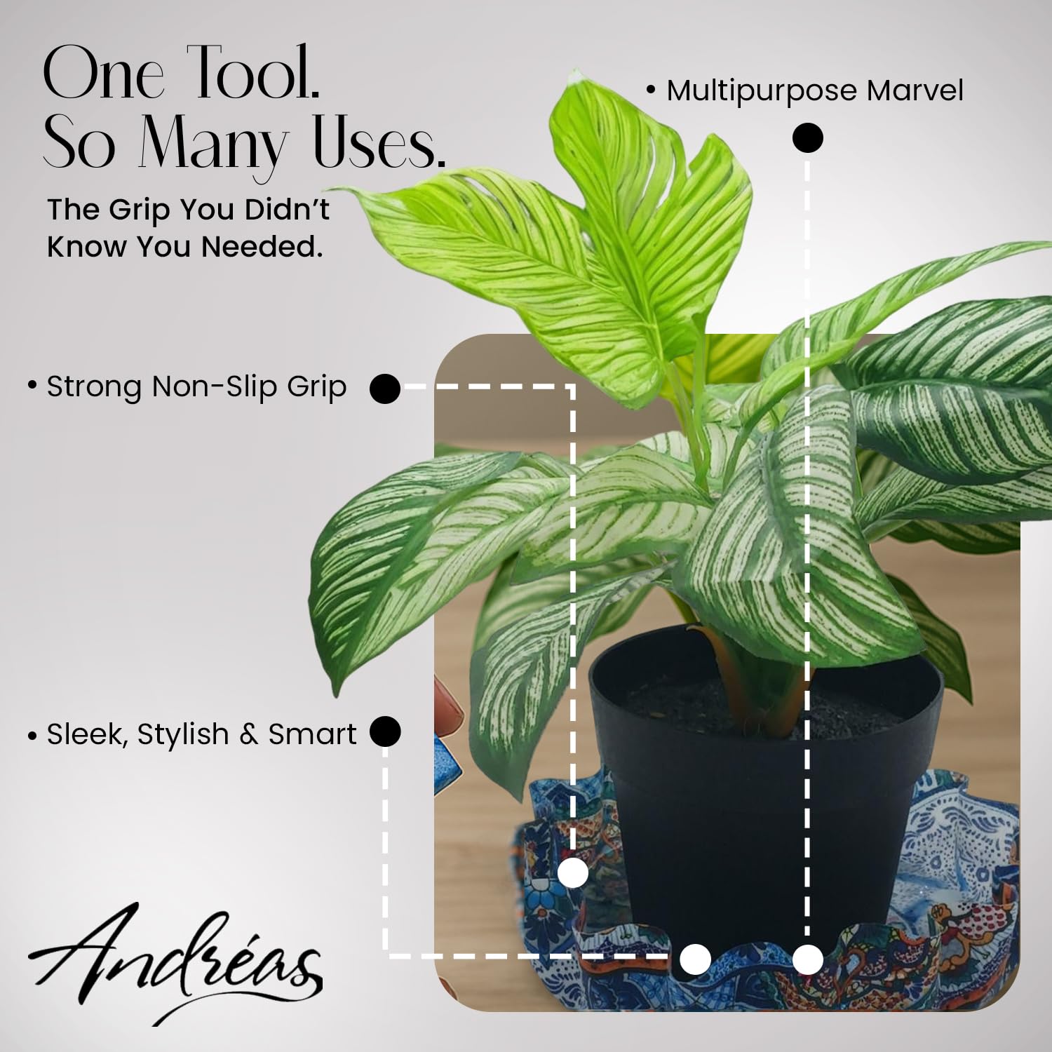 ANDRÉAS Silicone TR-260 Non-Slip 8" Trivet - 100% Cotton, Dishwasher Safe, Protects Up to 600°F, Dancing Dragonfly Design