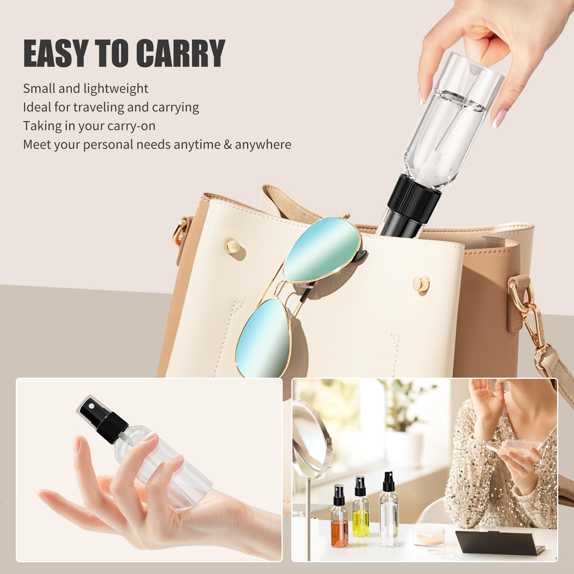 Ephech 100Pcs Small Spray Bottle, 2.7Oz/80Ml Travel Spray Bottle Clear Fine Mist Spray Bottle Plastic Empty Refillable Spray Bot