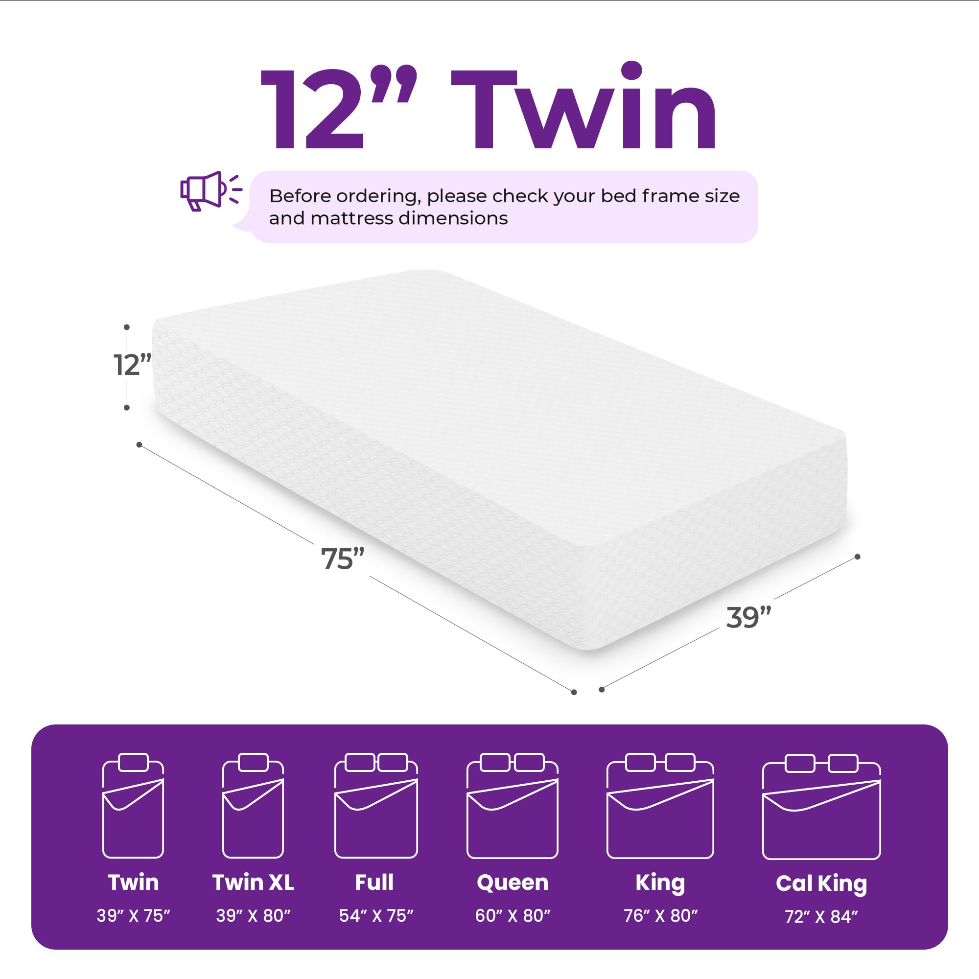 Gaeste 12 Inch Twin Cooling Gel Memory Foam Mattress Medium Firm For Cool Sleep Pressure Relieving Certipur-Us Certified Conveni