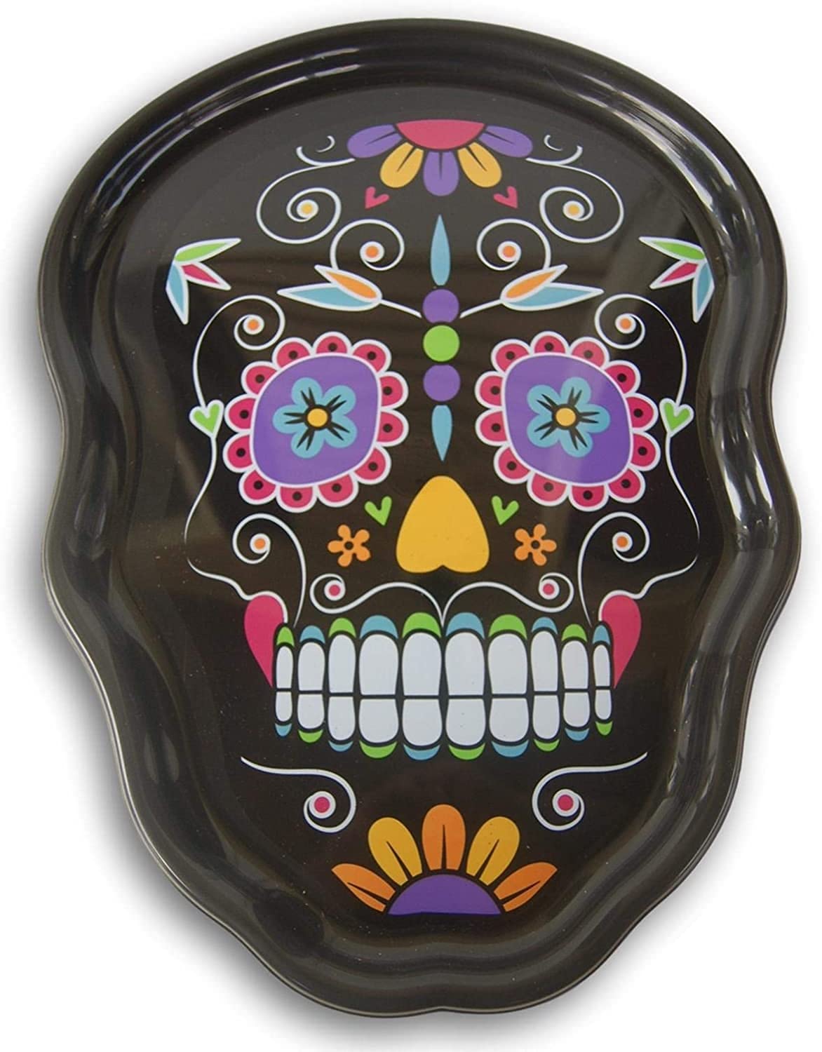D  A De Los Muertos Day Of The Dead Melamine Sugar Skull Treats Tray - 10.5 Inch X 14.5 Inches