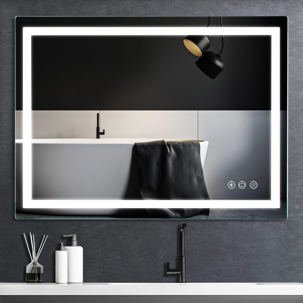 Butylux 36X28 Inch Led Lighted Bathroom Mirror With Anti-Fog, Wall Mounted Vanity Mirror With Smart Touch Button, Memory Functio