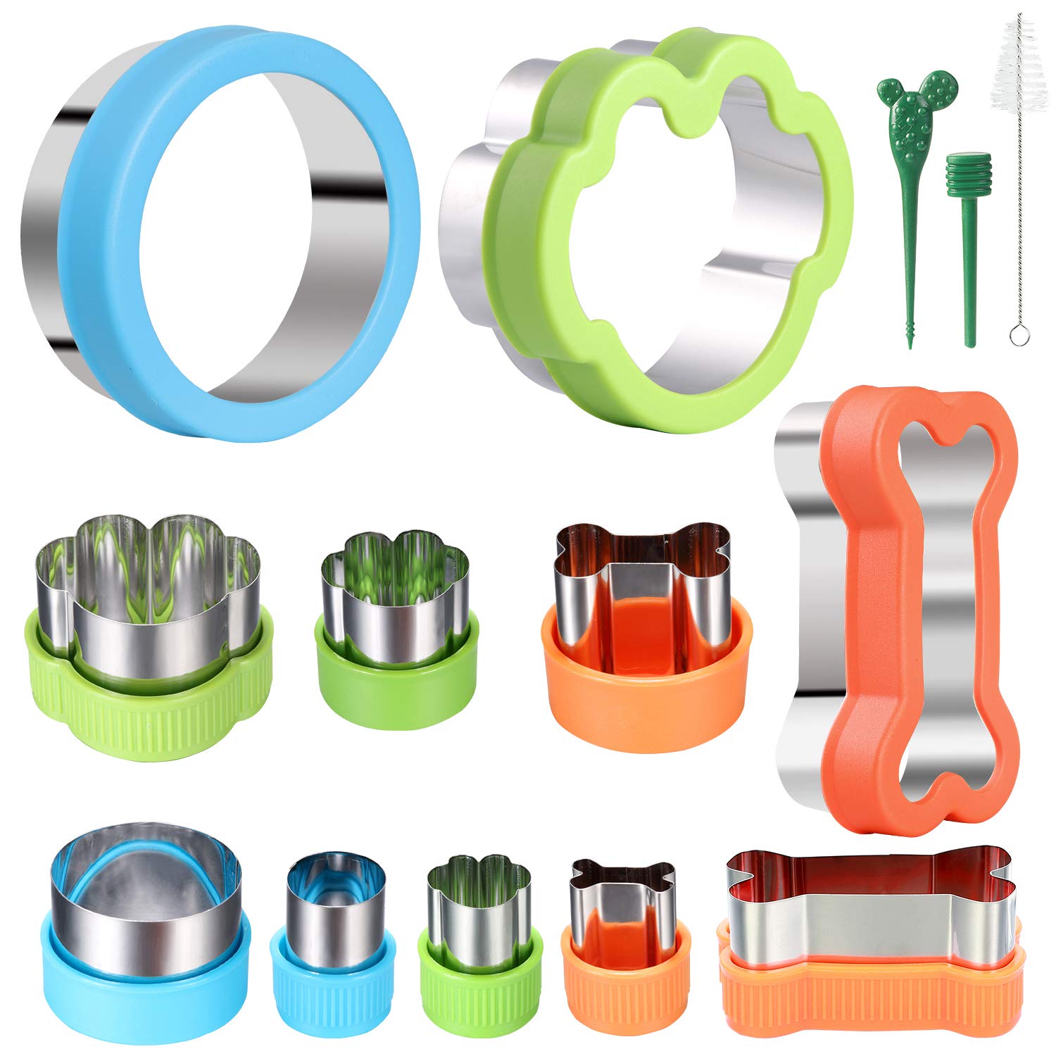 Dog Bone Cookie Cutter Set - 4 Dog Bone 4 Footprint 3 Round Biscuit Cutters Sandwiches Cutter Set Different Sizes Mini Small Med