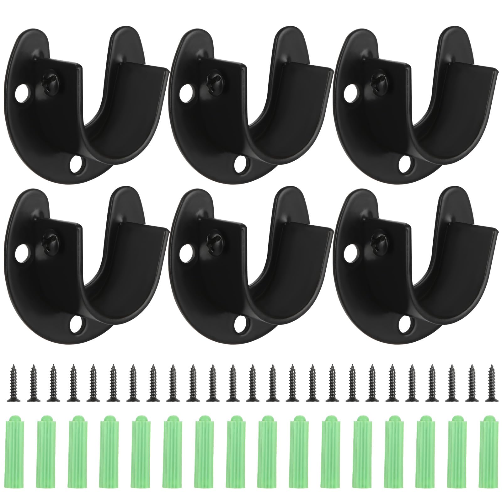 6Pcs Stainless Steel Closet Rod Brackets, 1-1/2 Inch Dia Heavy Duty Socket Flange Rod Holder, Shower Curtain Rod Pole End Suppor