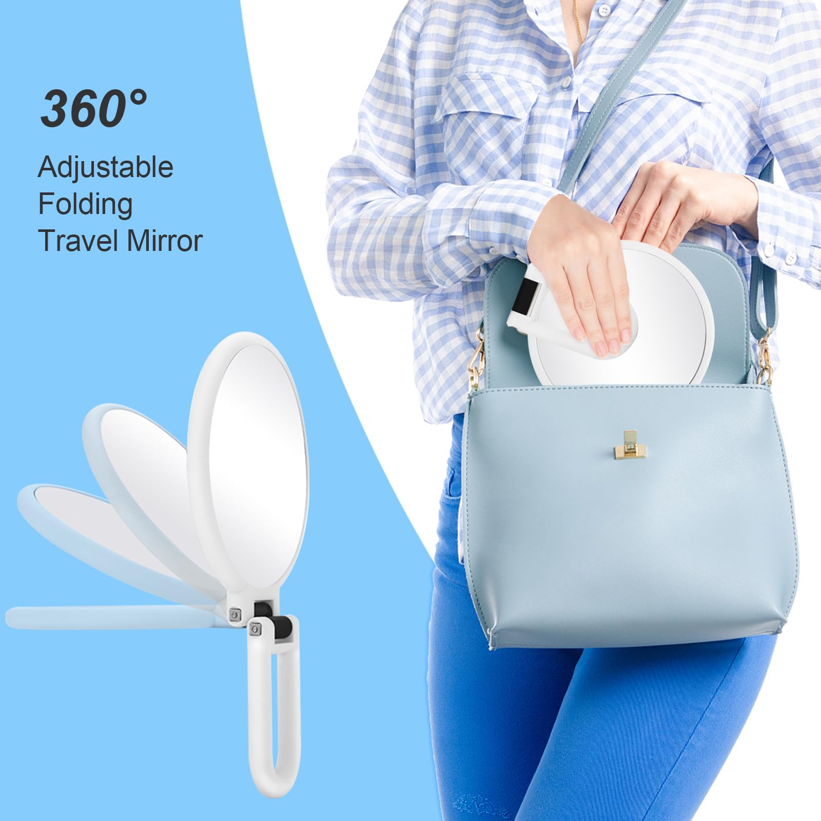 Sifolo 30X Magnifying Mirror, Travel Hand Mirrors With Handle - Double Side Handheld Mirror With 1X 30X Magnification & Adjustab