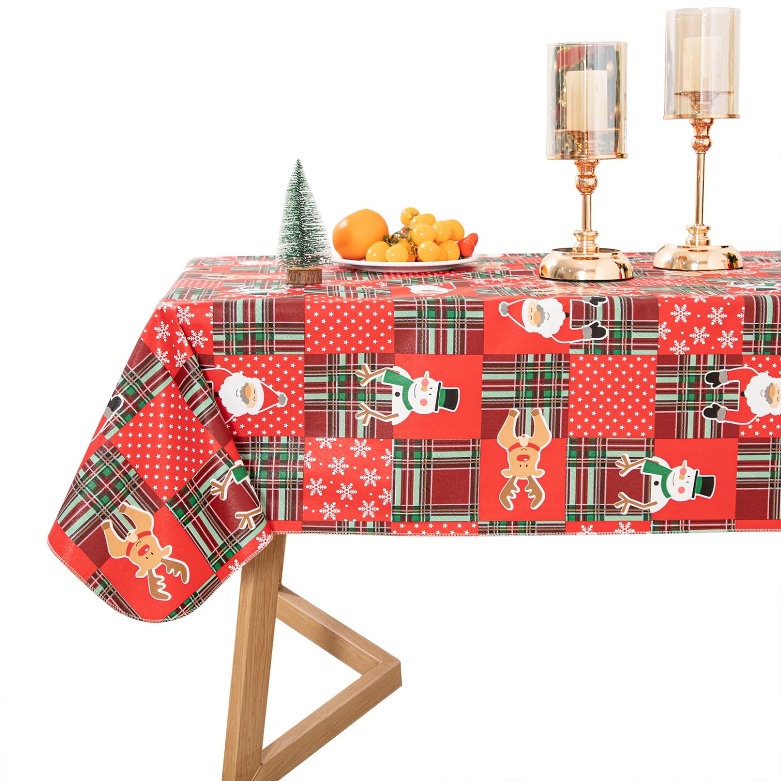 Dwellaid Christmas Tablecloth Disposable Tablecloth Halloween Vinyl Tablecloth With Flannel Backing Oilcloth Waterproof Tableclo