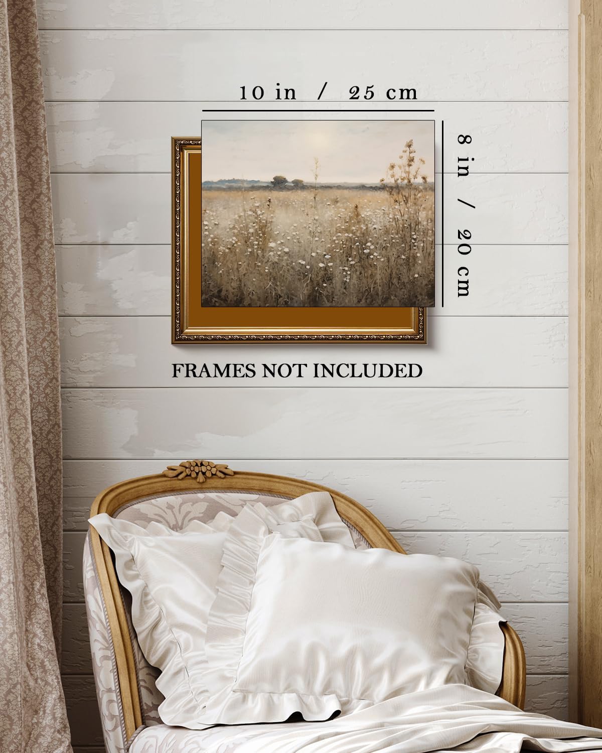 Kizbok Vintage Wall Art Prints, Farmhouse Wall Decor Rustic Wildflower Country Field Canvas Prints Vintage Landscape Oil Paintin