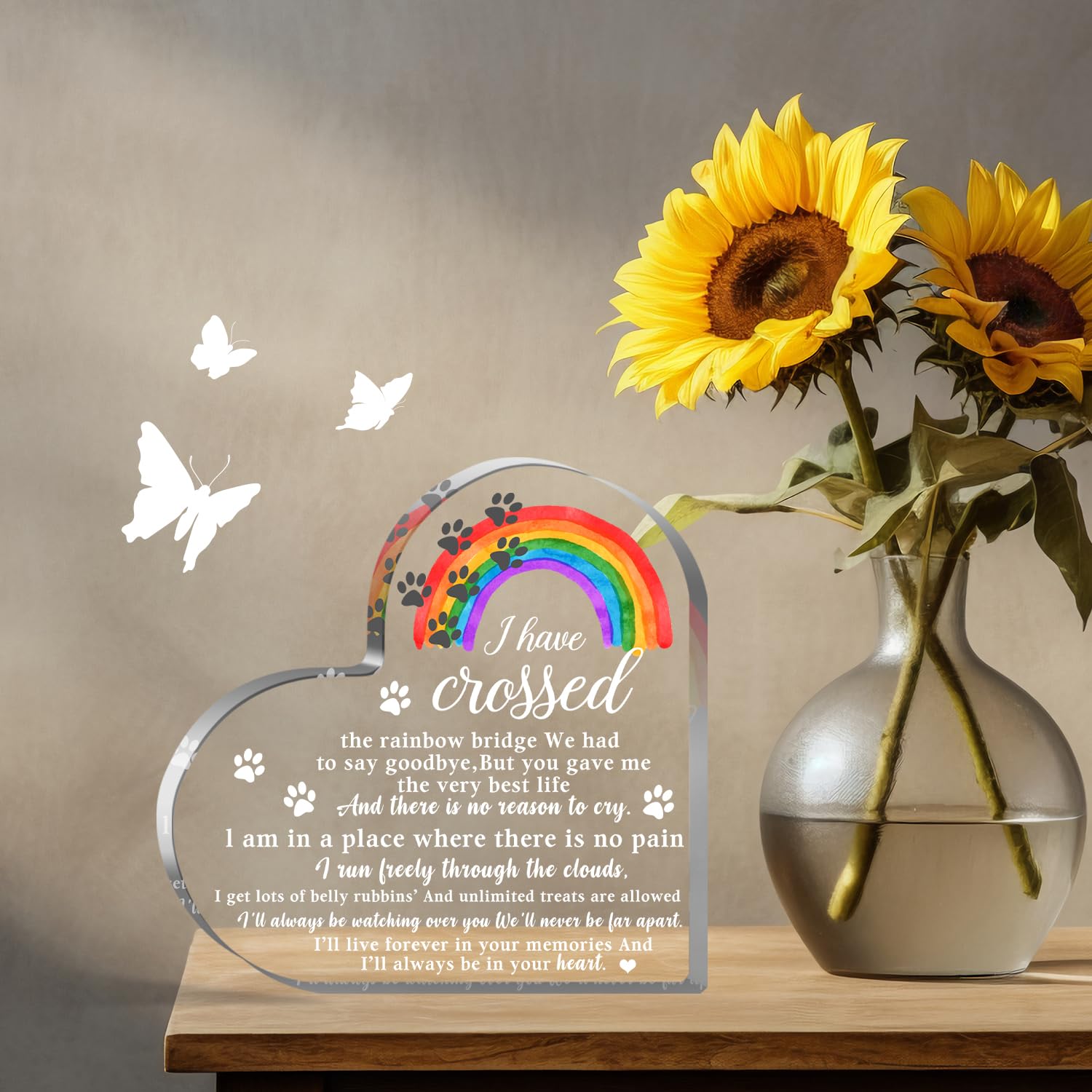 Pet Memorial Gifts, Sympathy Gifts for Loss of Dog Cat, Pet Sympathy Gifts, Pet Memorial Acrylic Rainbow Bridge Decorations, Ber