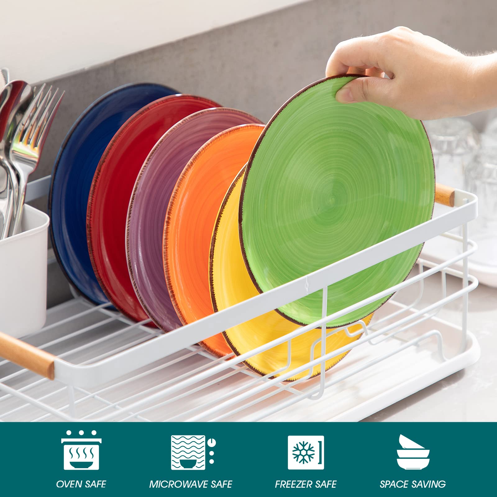 vancasso Bonita Multicolor Ceramic Salad Plate Set of 6, 7.5 Inch, Dishwasher & Microwave Safe, Warm Color
