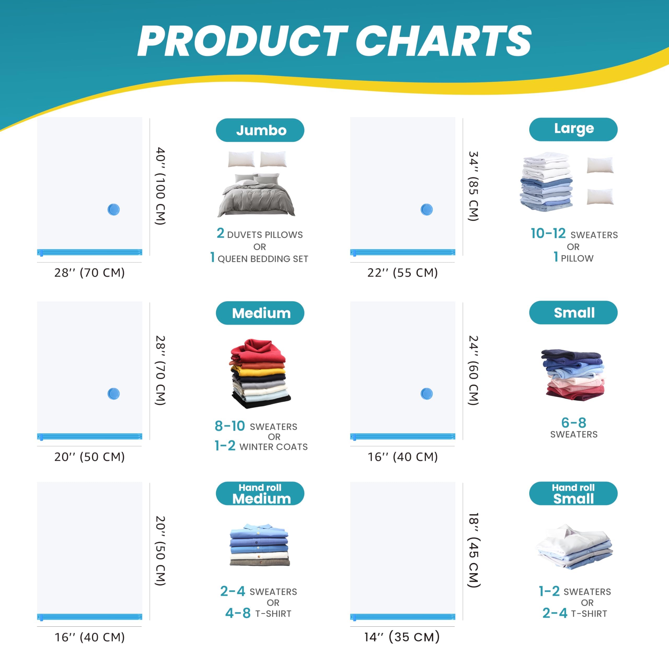 Vacuum Storage Bags, 8-Jumbo Space Saver Vacuum Storage Bags, Vacuum Seal Bags For Clothing, Clothes, Comforters And Blankets