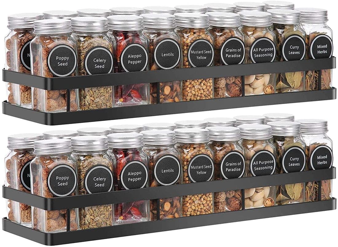 Wall Mount Spice Rack Organizer, 2Tier Metal Storage Shelf, Kitchen Rack Wall Mounted, Kitchen Rack Stand, Floating Shelf For W