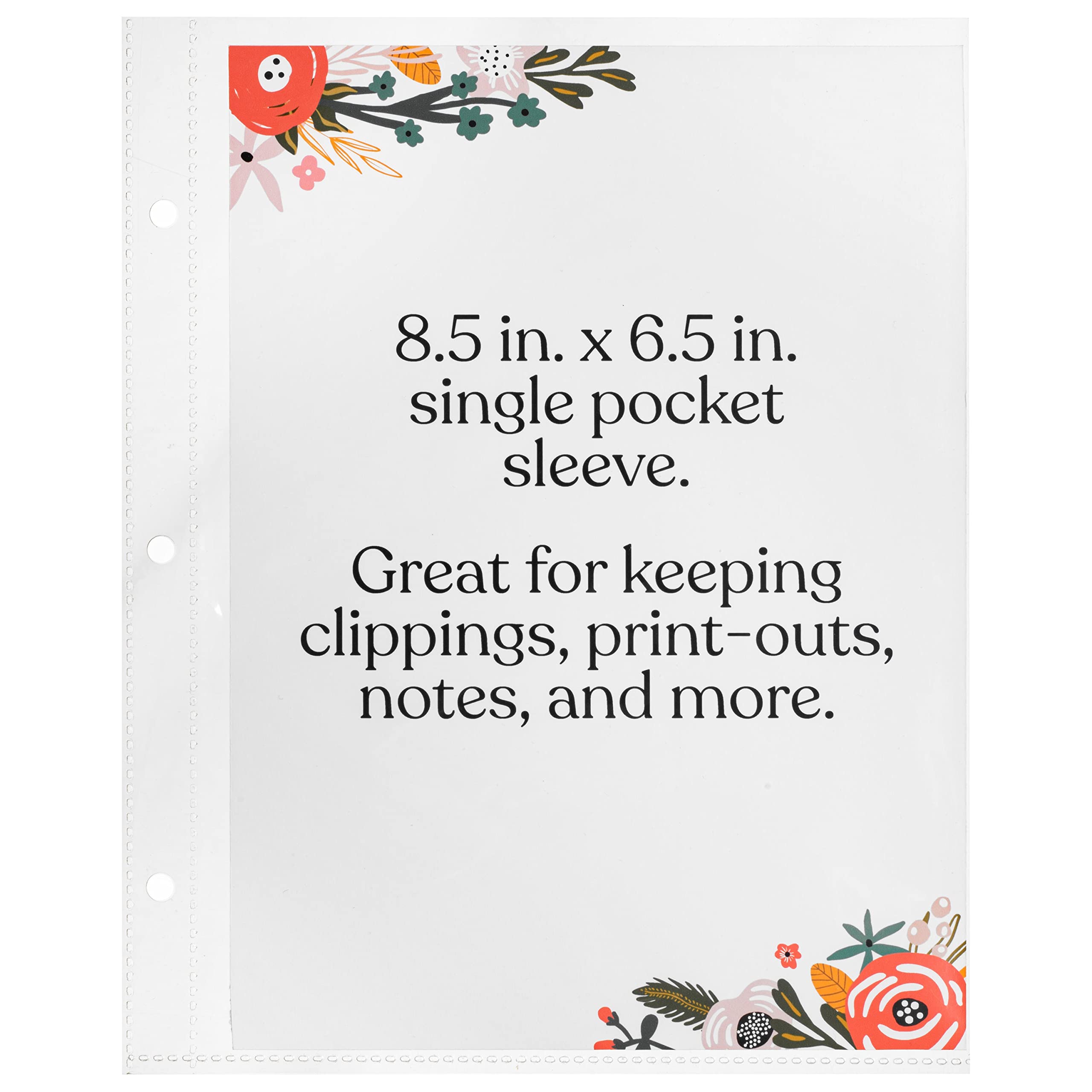 Jot & Mark Binder Page Protectors For 4X6 Recipe Cards Or Photos (25 Count) | Crystal Clear Plastic Archival Sleeves Fit 3 Ring