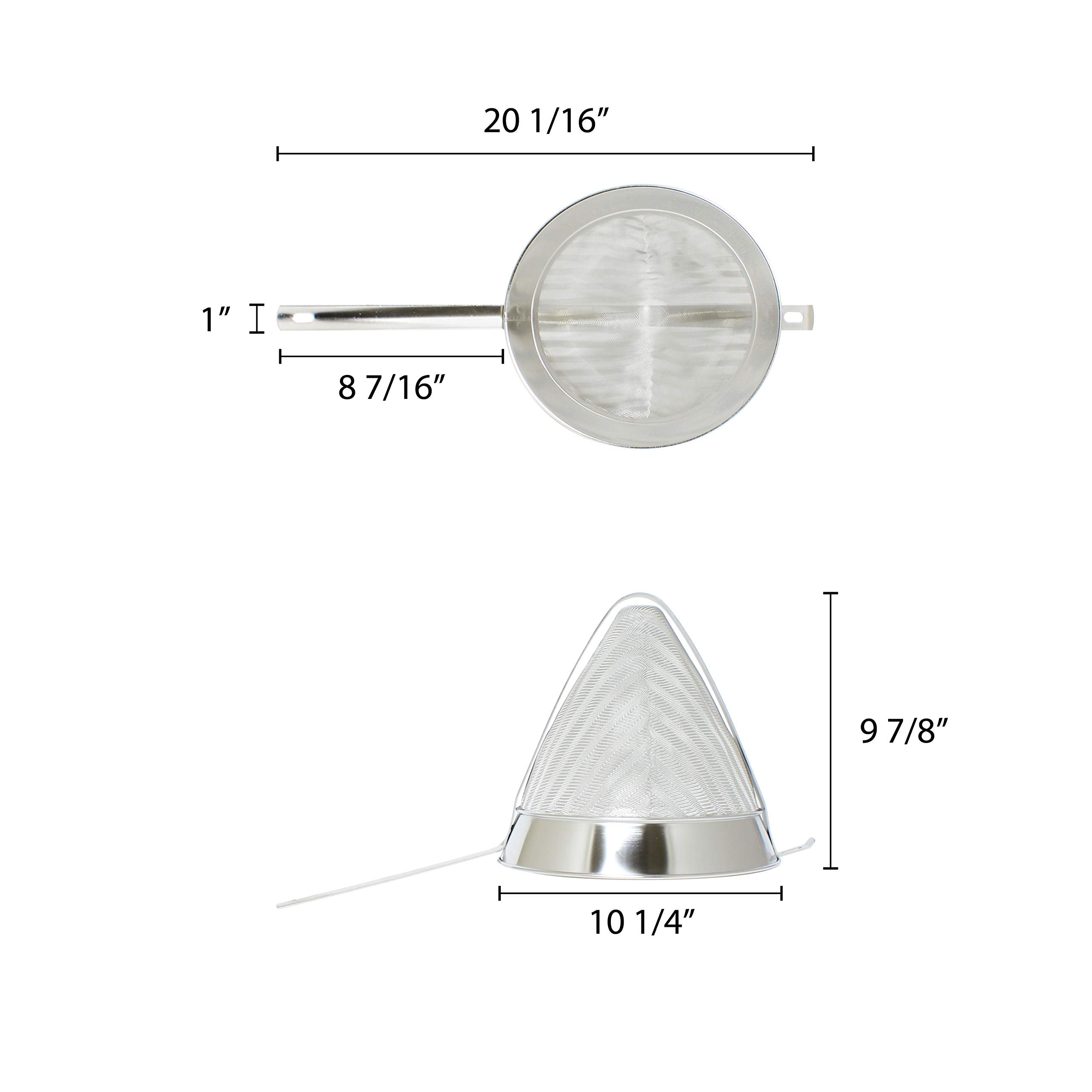 Thunder Group Reinforced Fine Mesh China Cap Strainer, 10-Inch