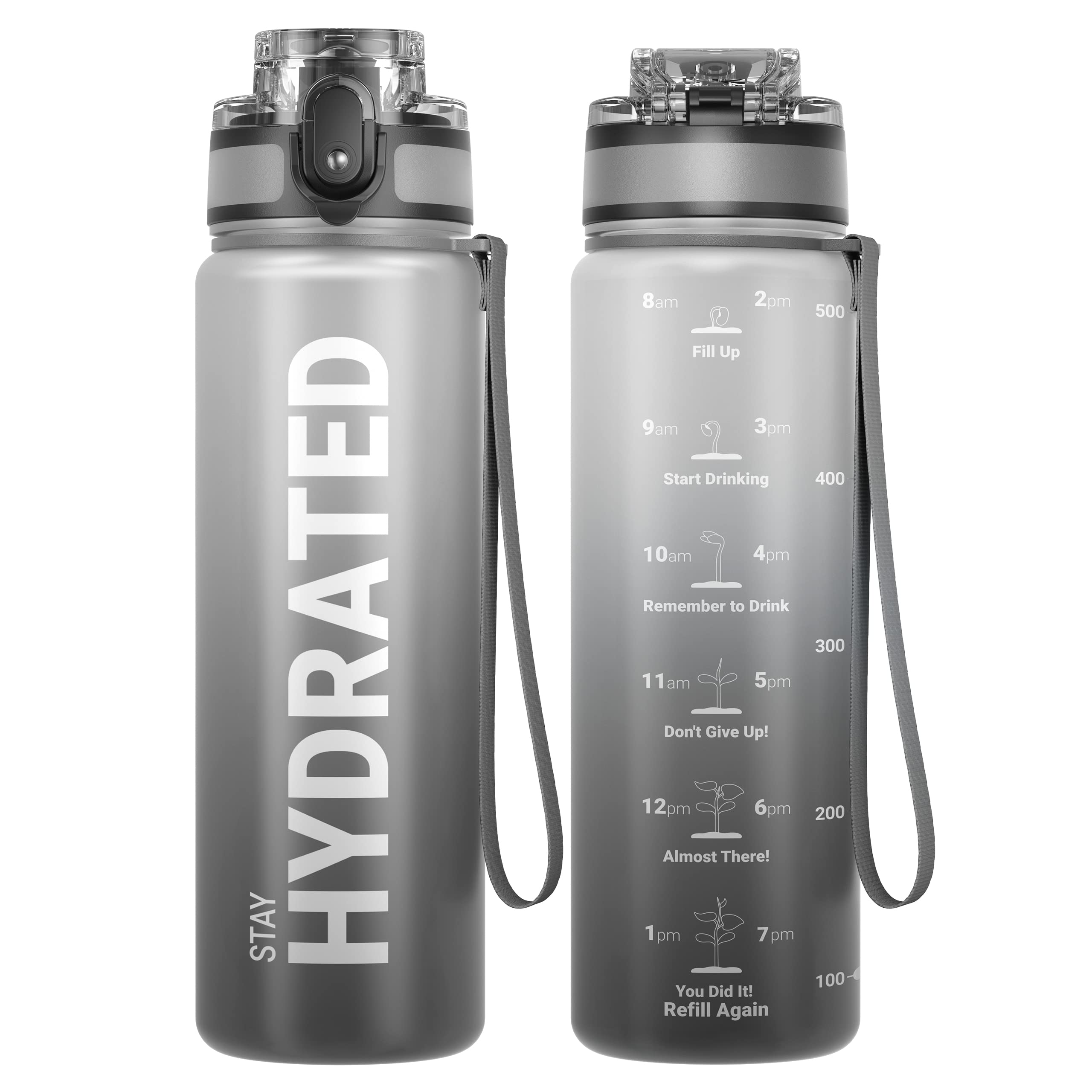 Sahara Sailor Water Bottle, 32/25/17oz Durable and Leakproof Water Bottles Motivational with Time Marker, Tritan, BPA Free, Wide