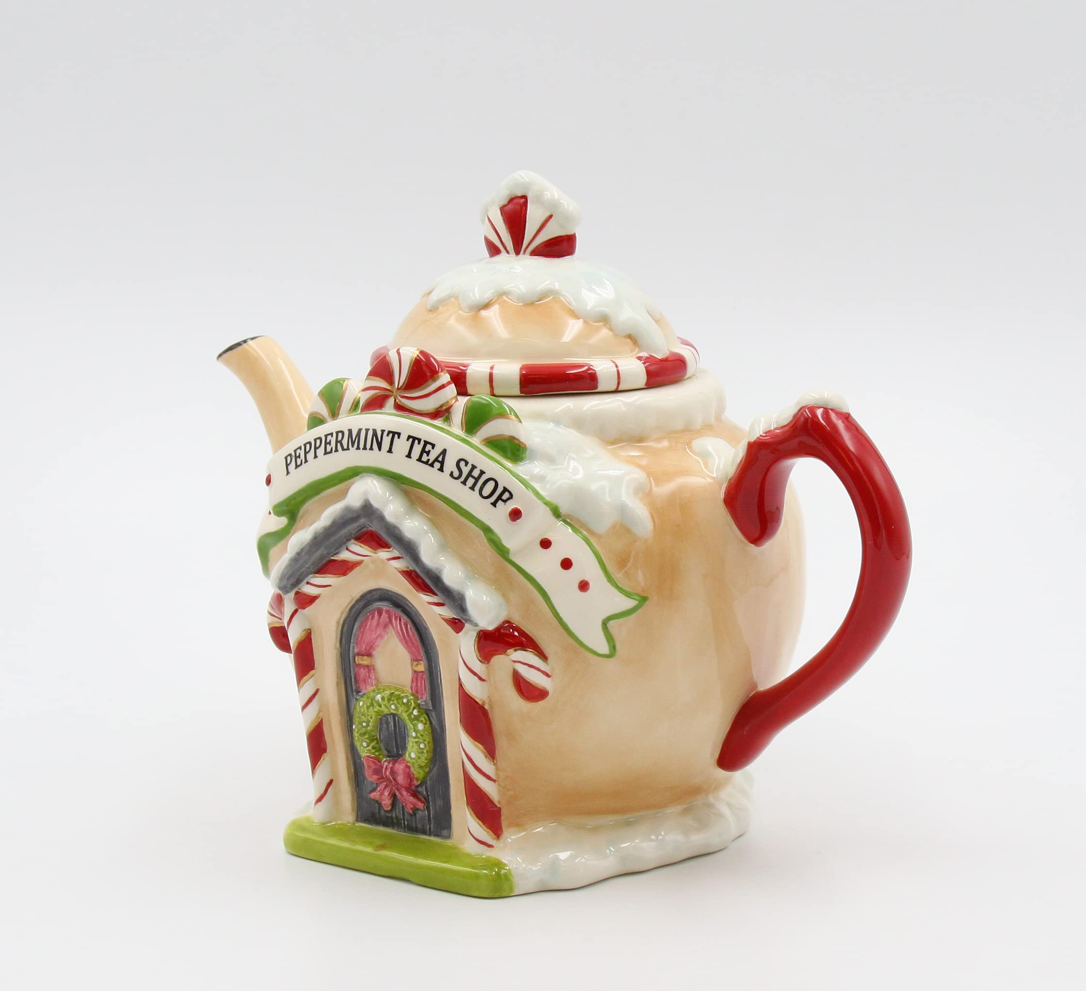 Cosmos Gifts Santa'S Village Ceramic Teapot, 7-1/4-Inch