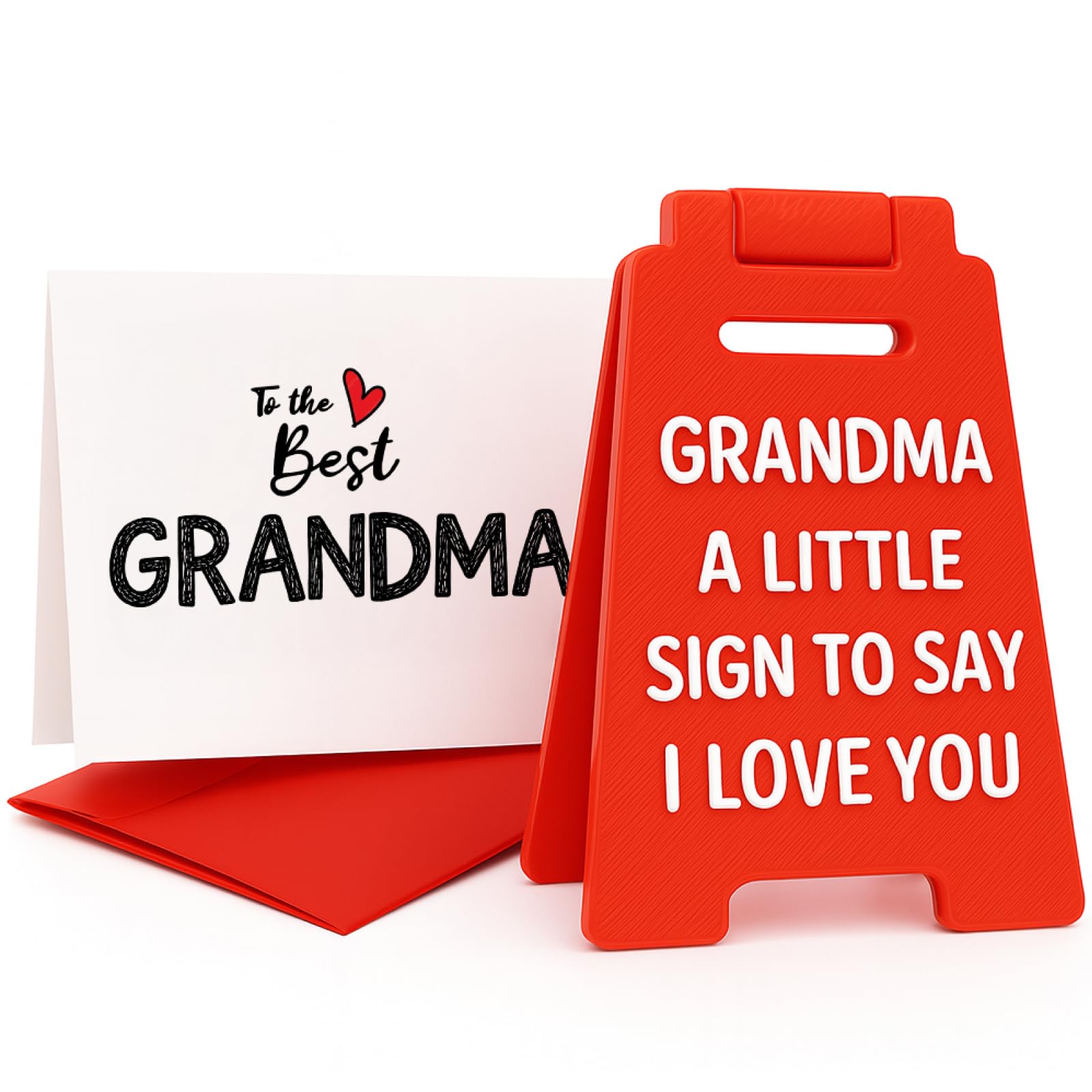 Mothers Day Card for Grandma, Heartfelt I Love You Grandma Mini Desk Sign in Red Envelope, Grandma Birthday Card, Christmas Gift