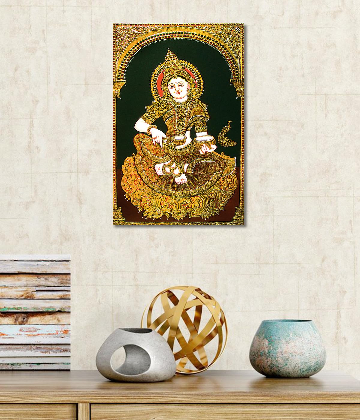 Tamatina Tanjore Art Canvas Painting Goddess Painting for Home, Living Room, Bedroom | Hindu Goddess Traditional Art painting fo