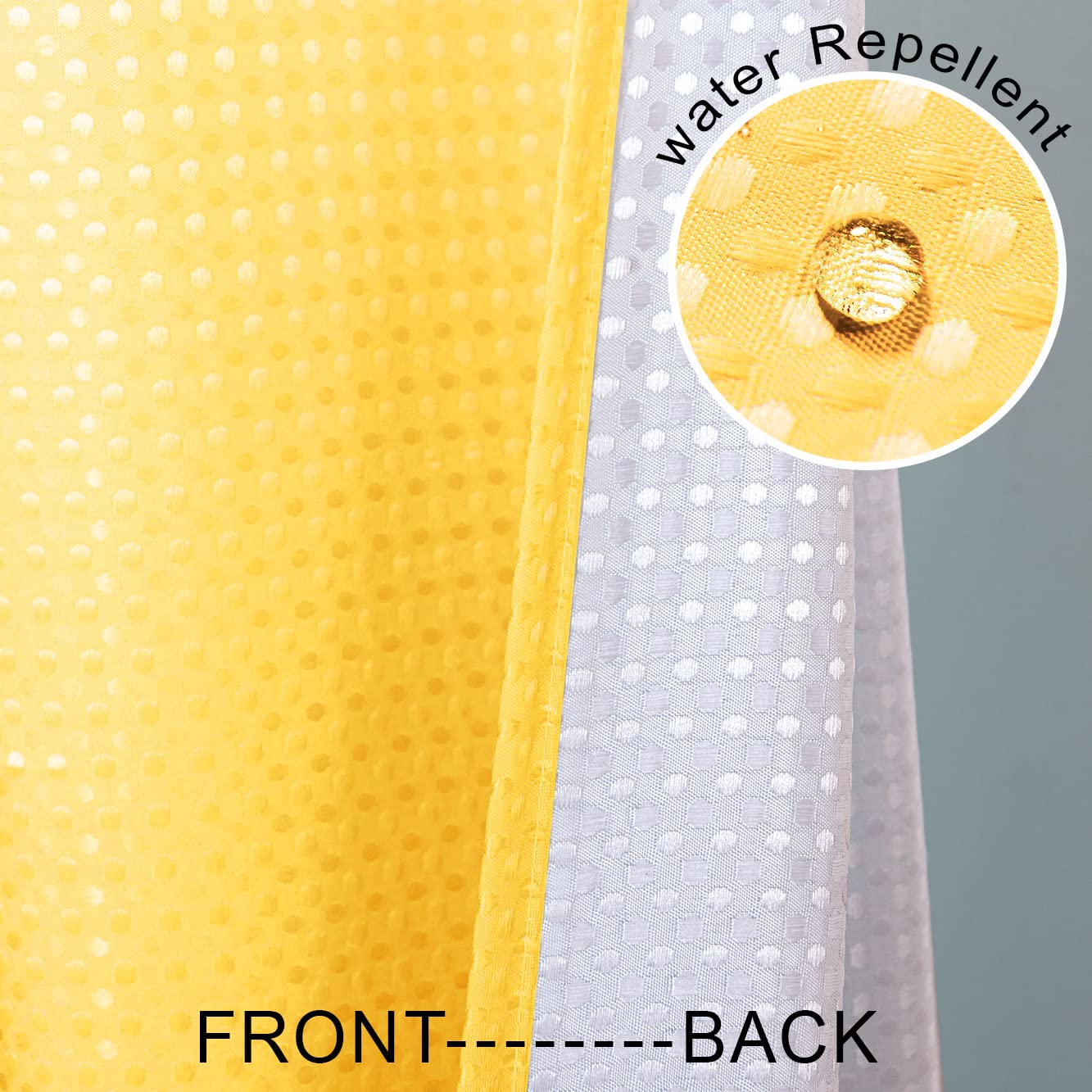 Mrs.Naturall Bright Yellow Shower Curtains For Bathroom,Bath Small Stall Ombre Shower Curtain Liner With Hooks Sets,36 X 72In,Su